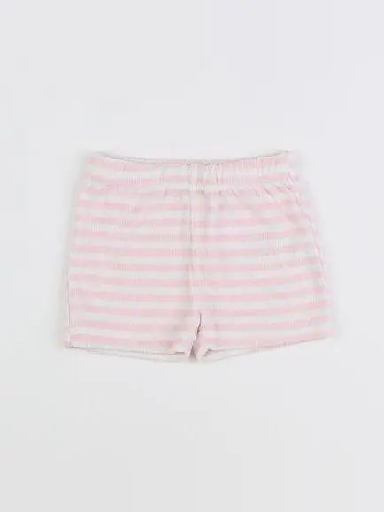 Vertbaudet - short blanc, rose - 6 mois
