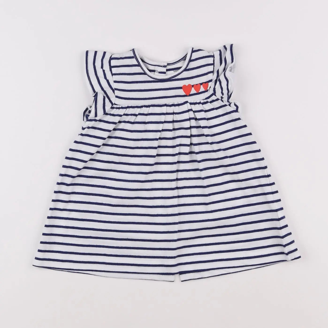 Vertbaudet - robe blanc, bleu - 6 mois