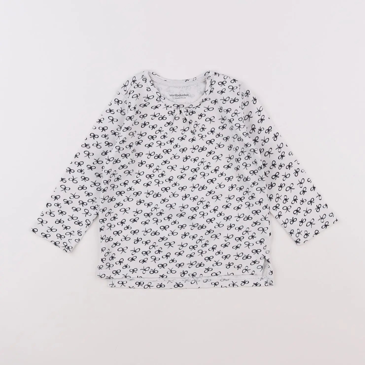 Vertbaudet - tee-shirt blanc, bleu - 12 mois