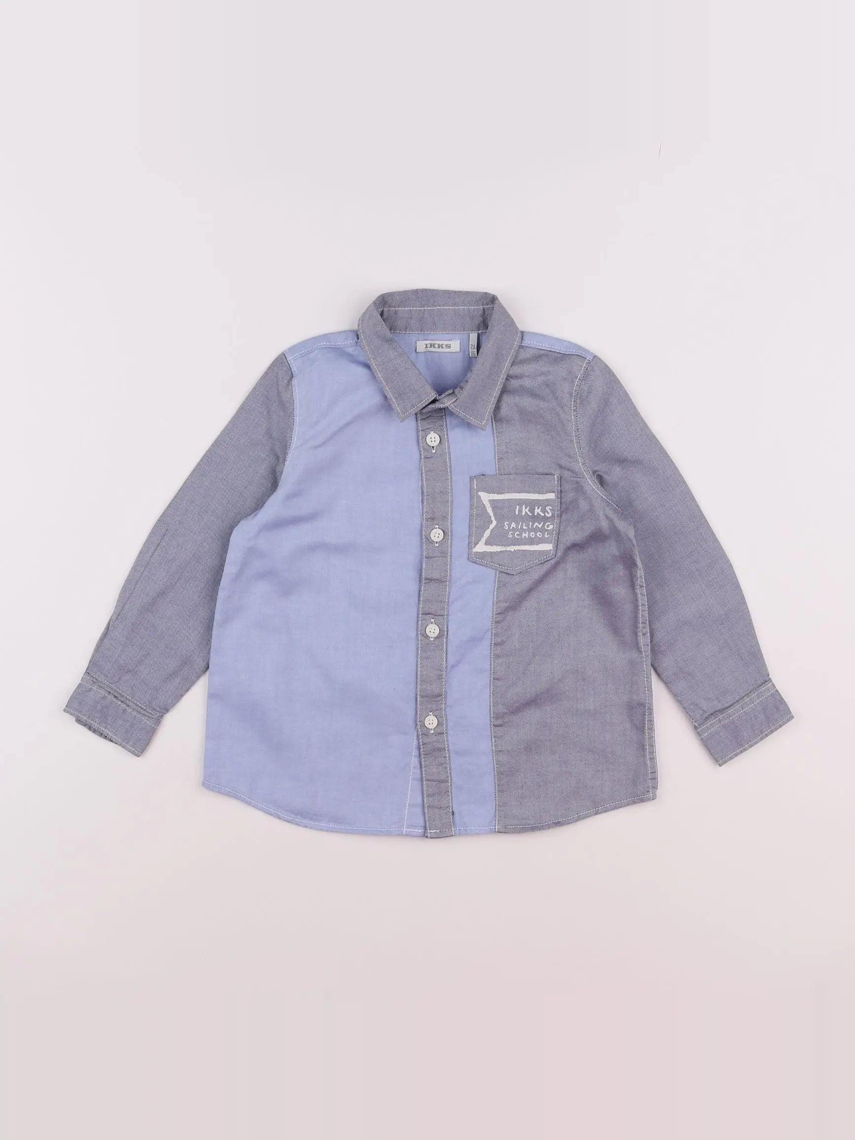 IKKS - chemise imprimé au dos bleu, gris - 2 ans