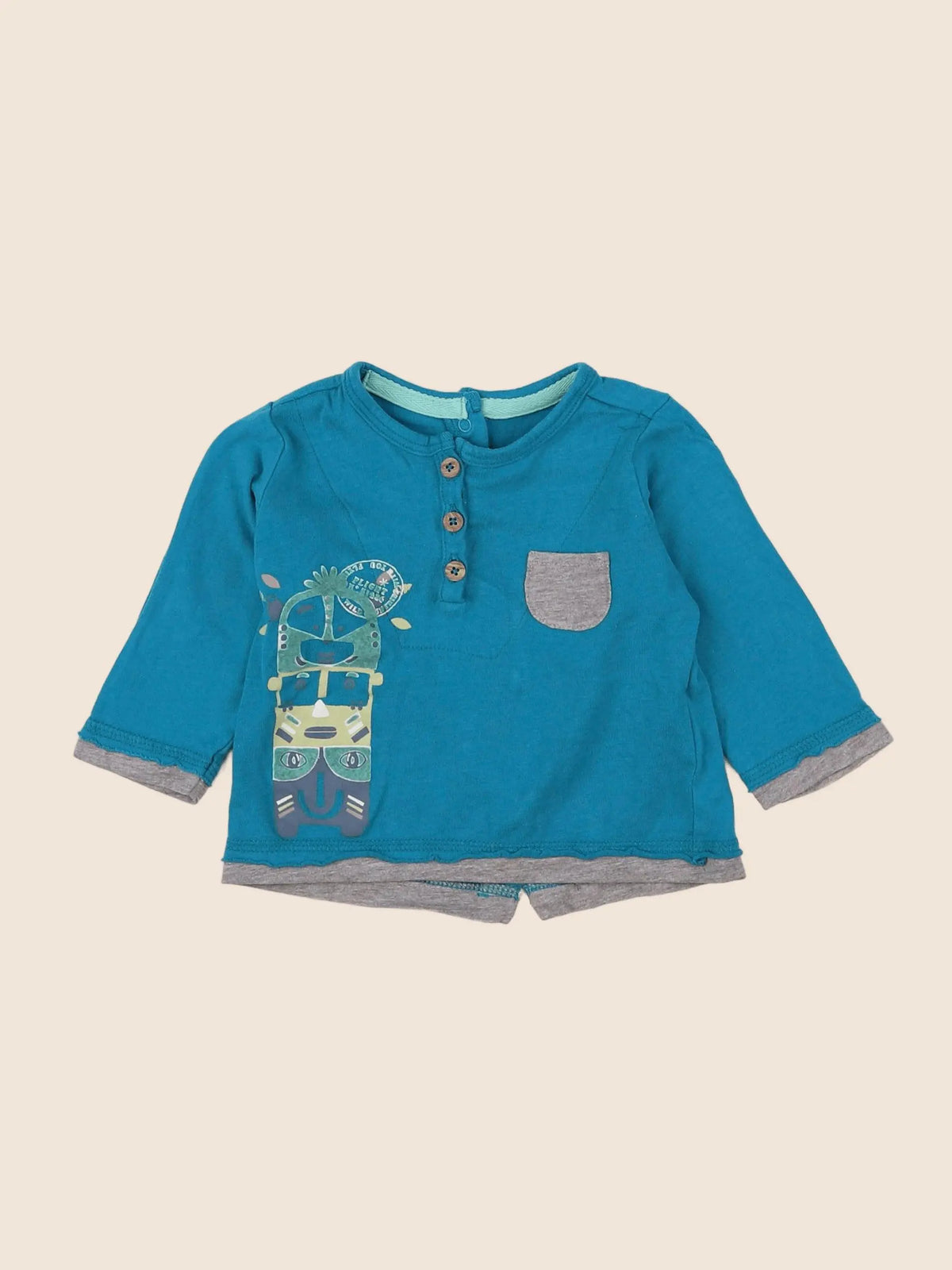 Vertbaudet - tee-shirt bleu - 6 mois