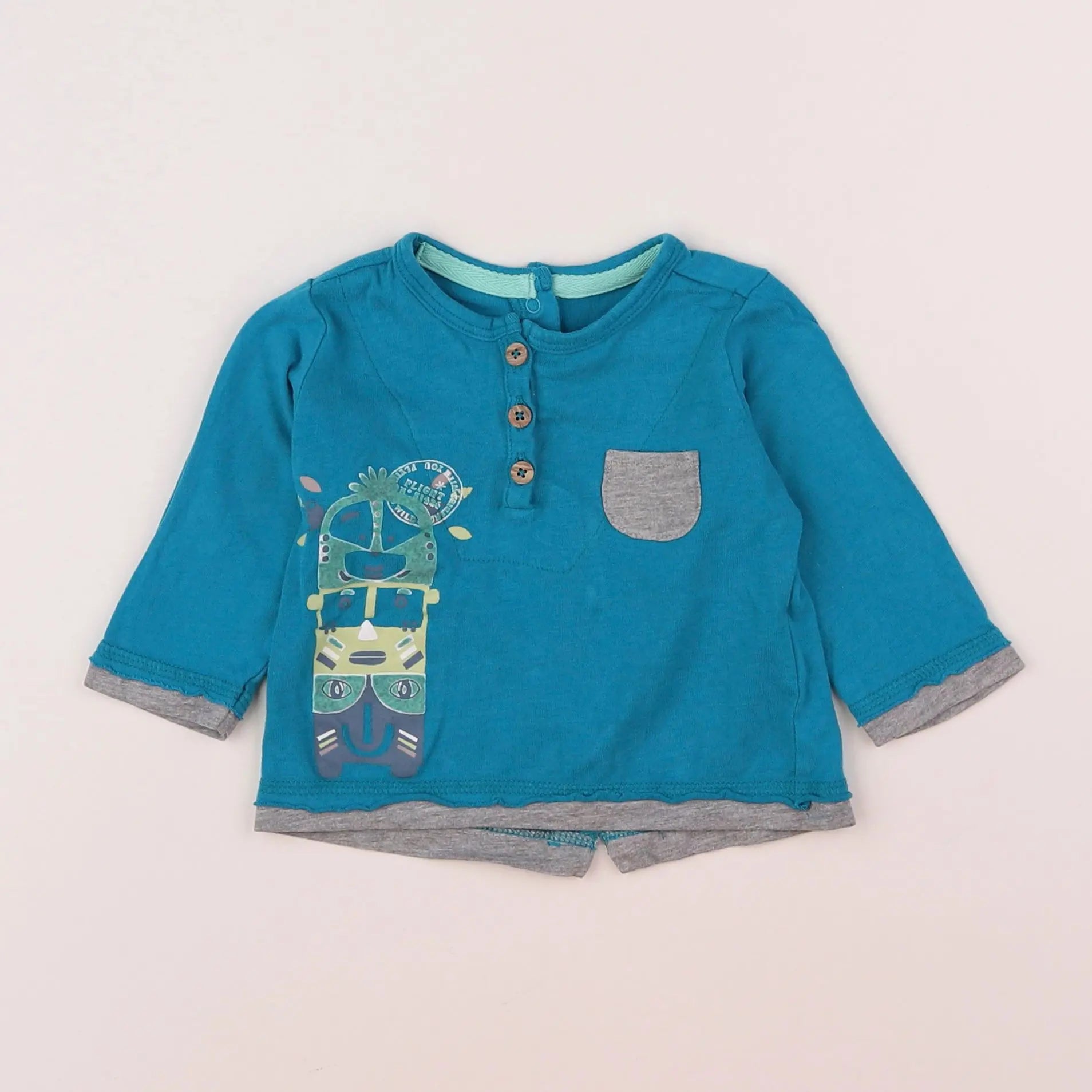 Vertbaudet - tee-shirt bleu - 6 mois