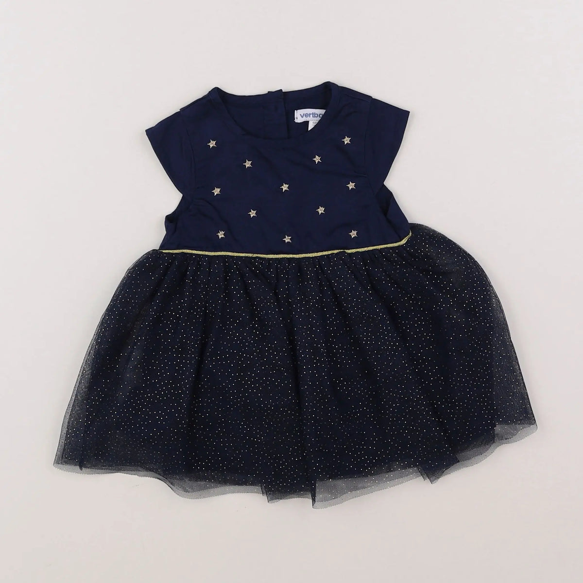 Vertbaudet - robe bleu, or - 3 mois
