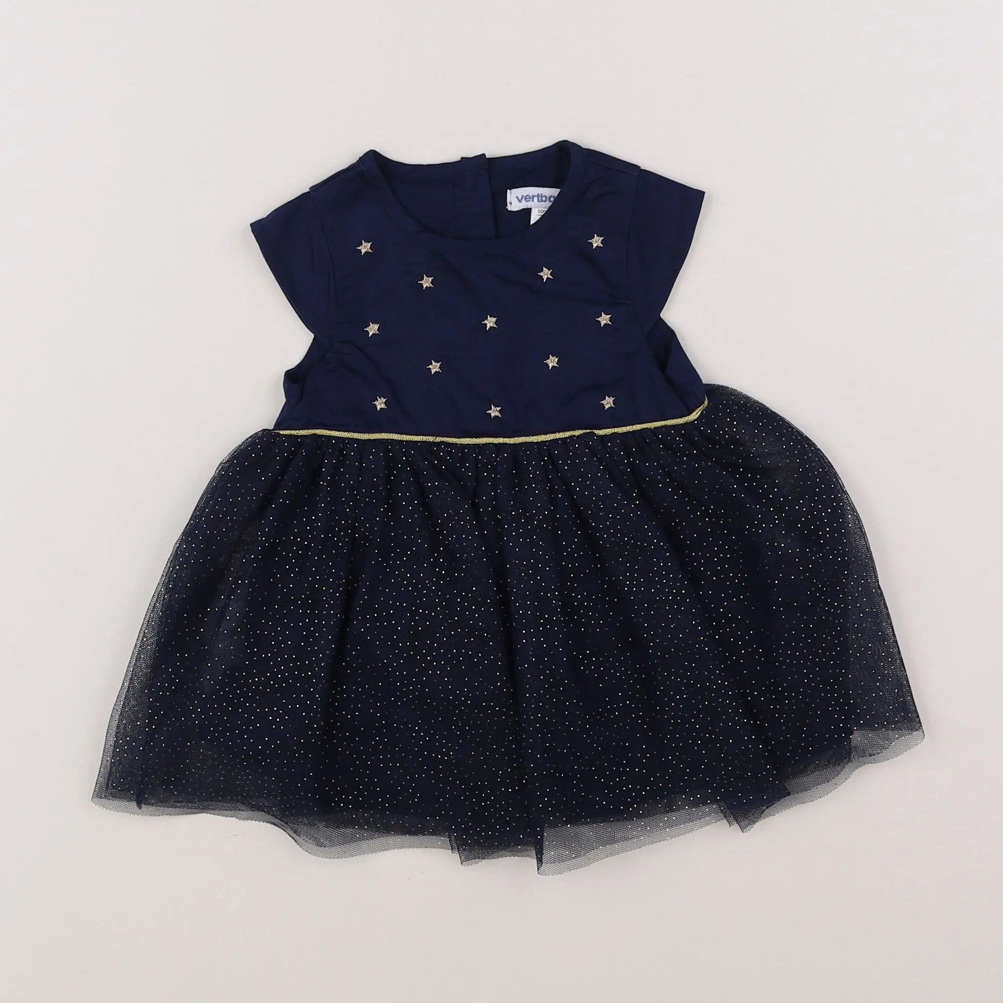 Vertbaudet - robe bleu, or - 3 mois