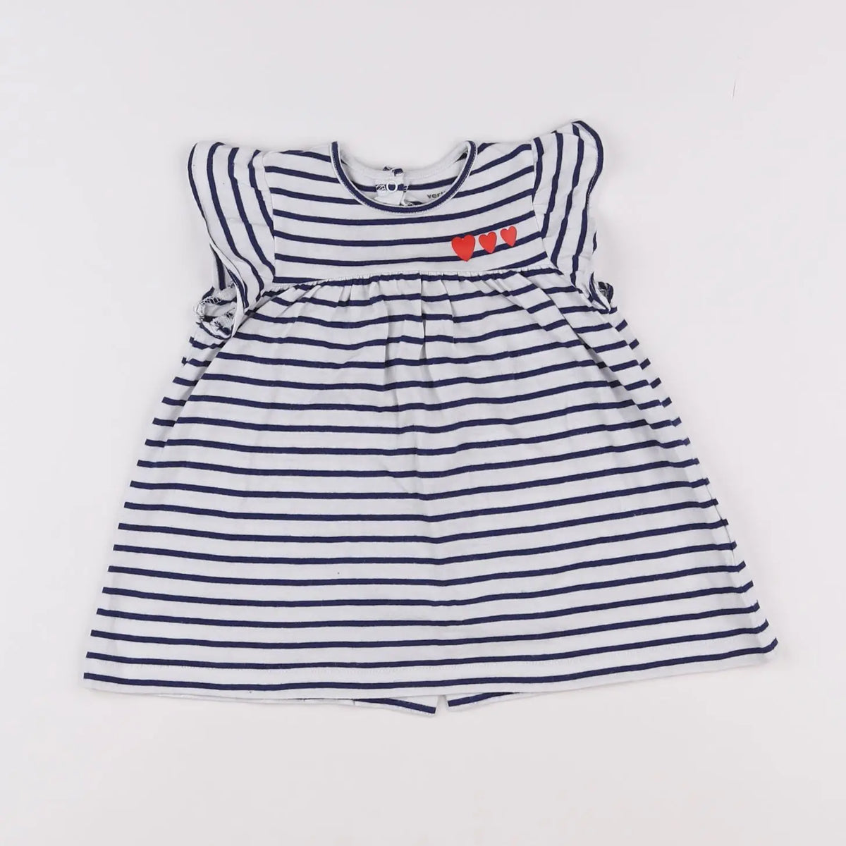Vertbaudet - robe blanc, bleu - 9 mois