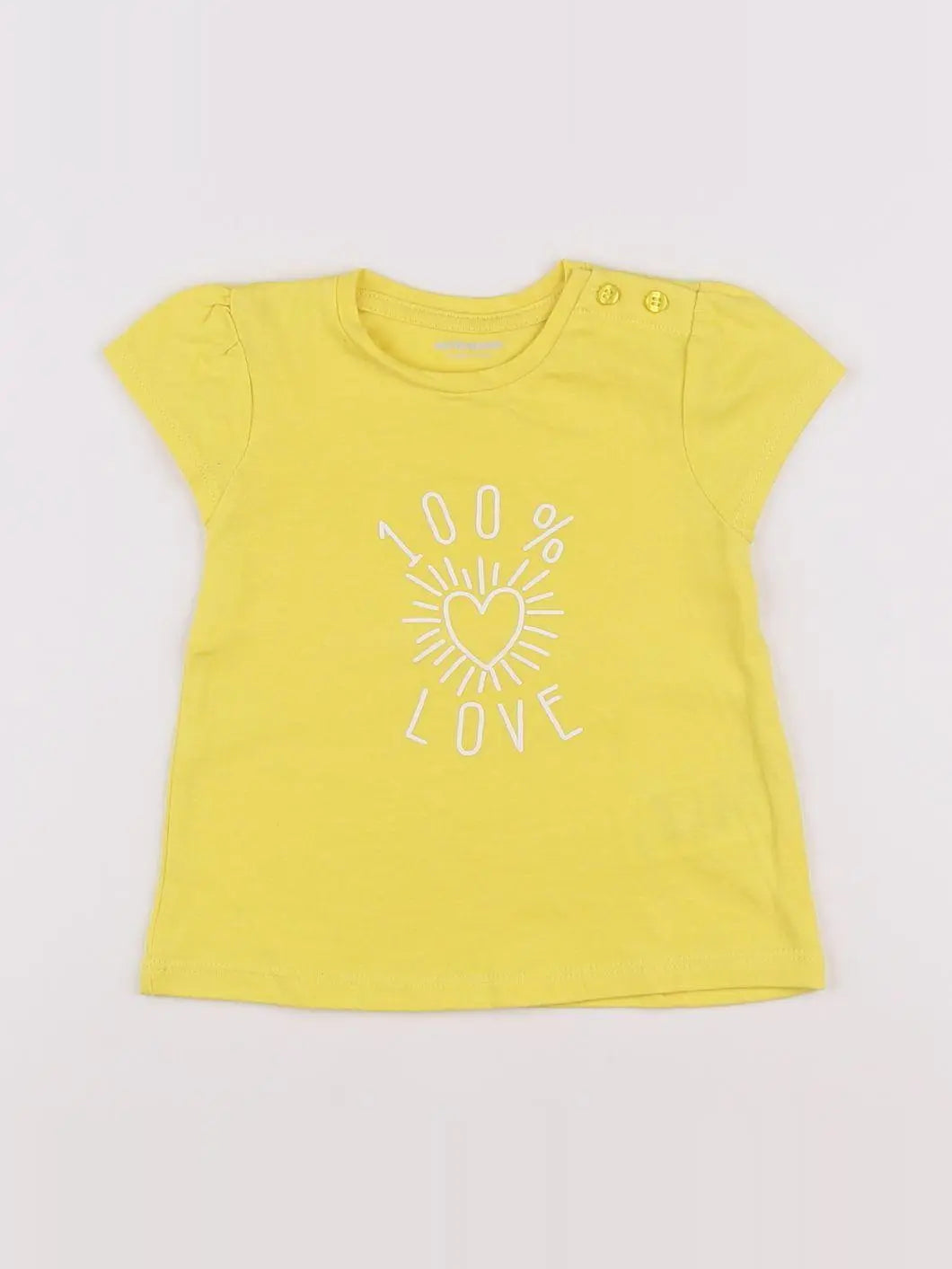 Vertbaudet - tee-shirt jaune, blanc - 6 mois