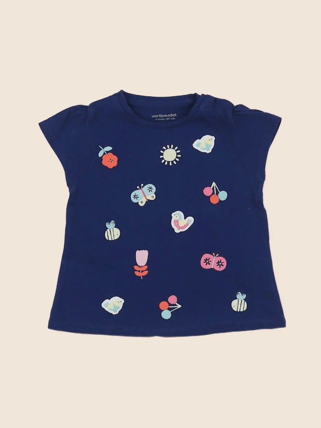 Vertbaudet - tee-shirt bleu - 6 mois