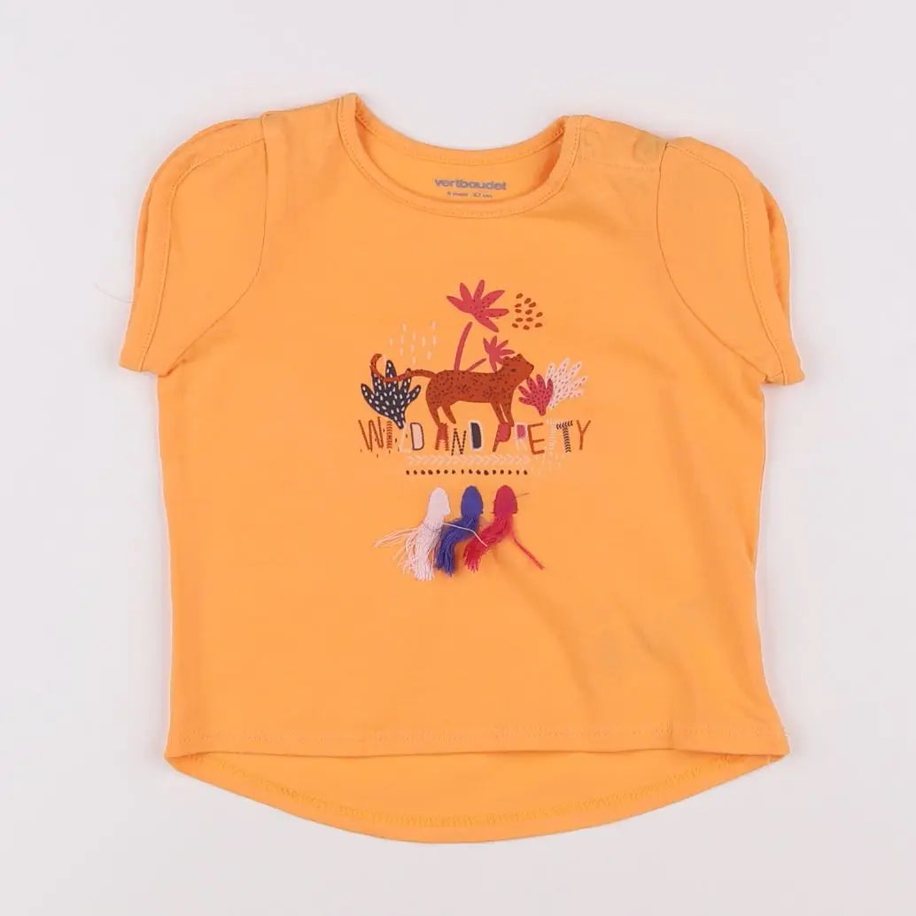 Vertbaudet - tee-shirt orange - 6 mois