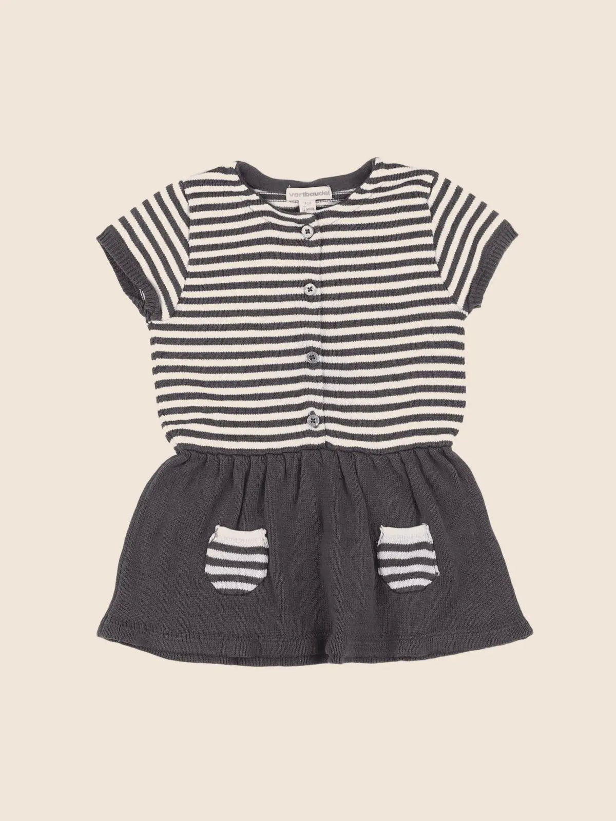 Vertbaudet - robe gris - 12 mois