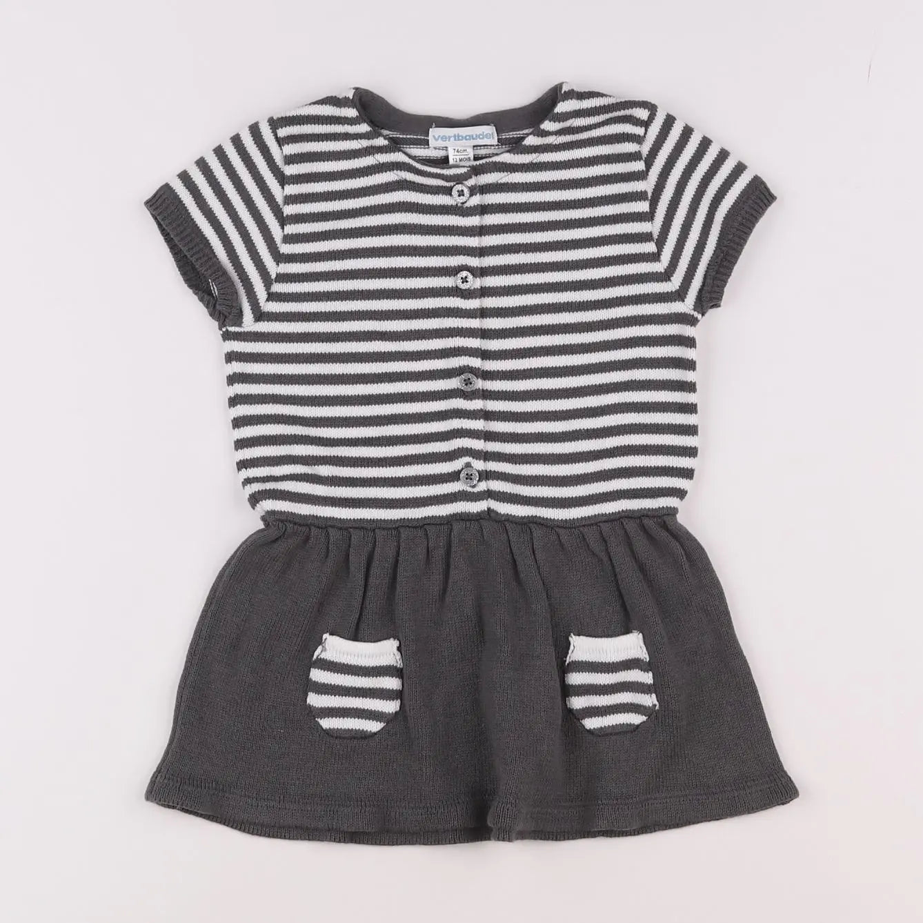 Vertbaudet - robe gris - 12 mois