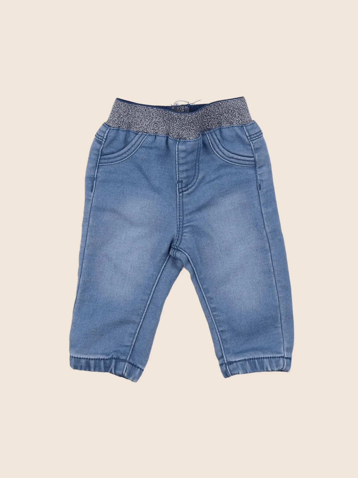 Vertbaudet - jegging bleu, argent - 3 mois