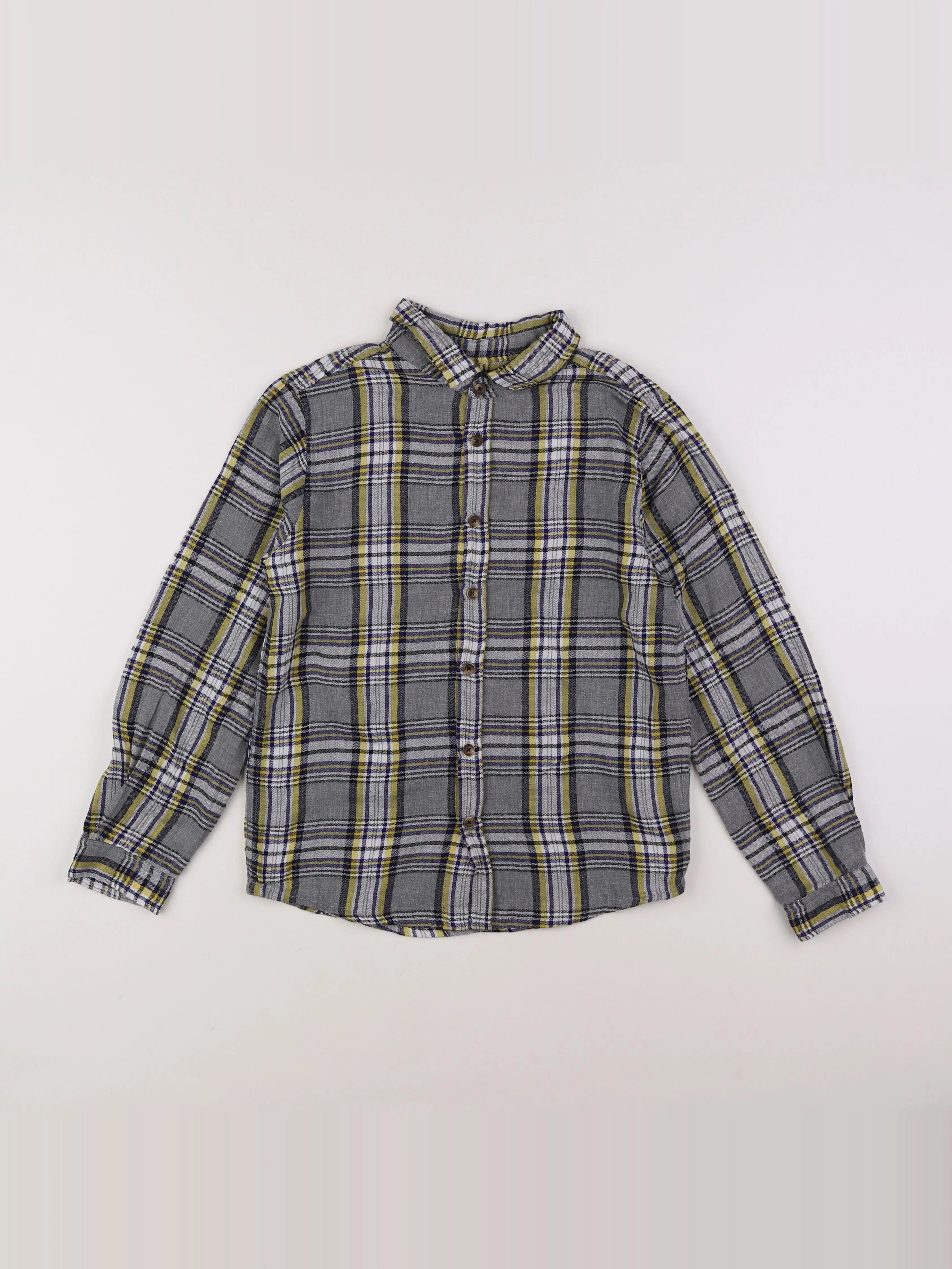 Little Cigogne - chemise gris, jaune - 8 ans