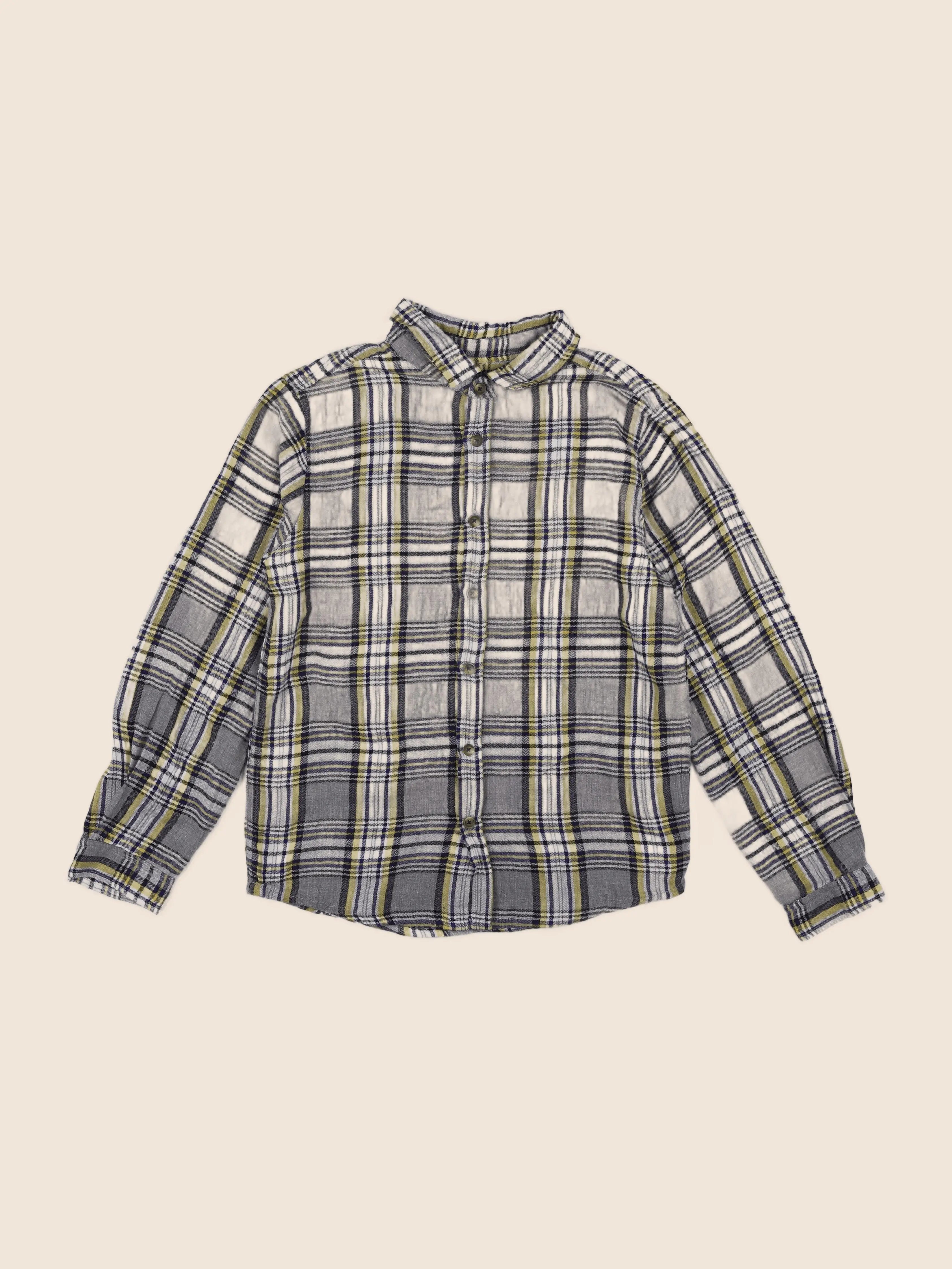 Little Cigogne - chemise gris, jaune - 8 ans