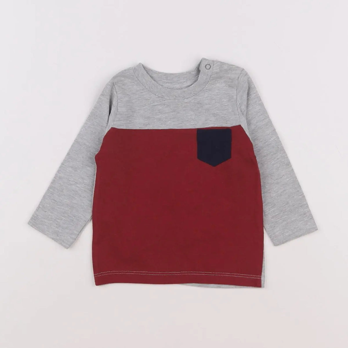 Vertbaudet - tee-shirt gris, rouge - 6 mois