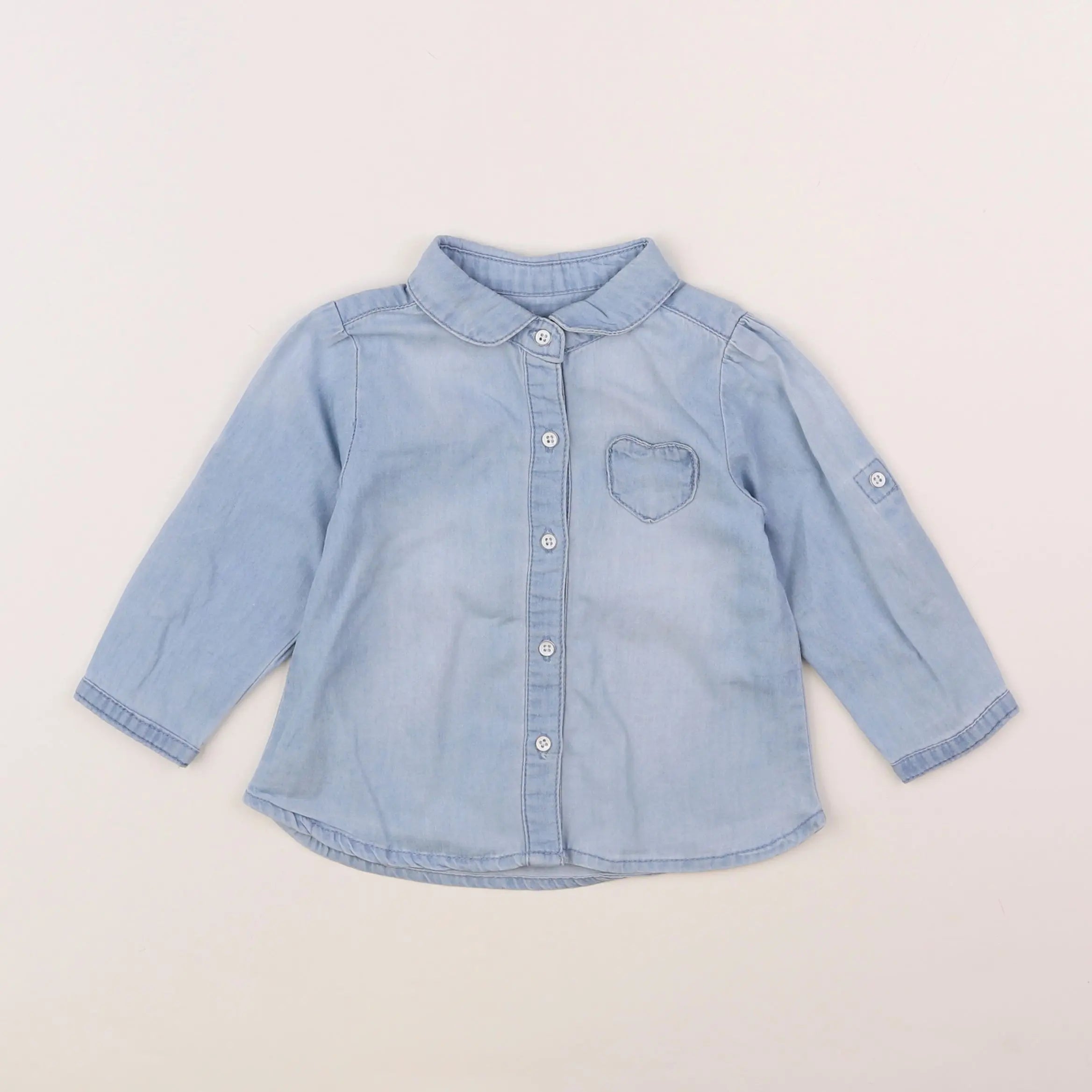 Vertbaudet - chemise bleu - 12 mois