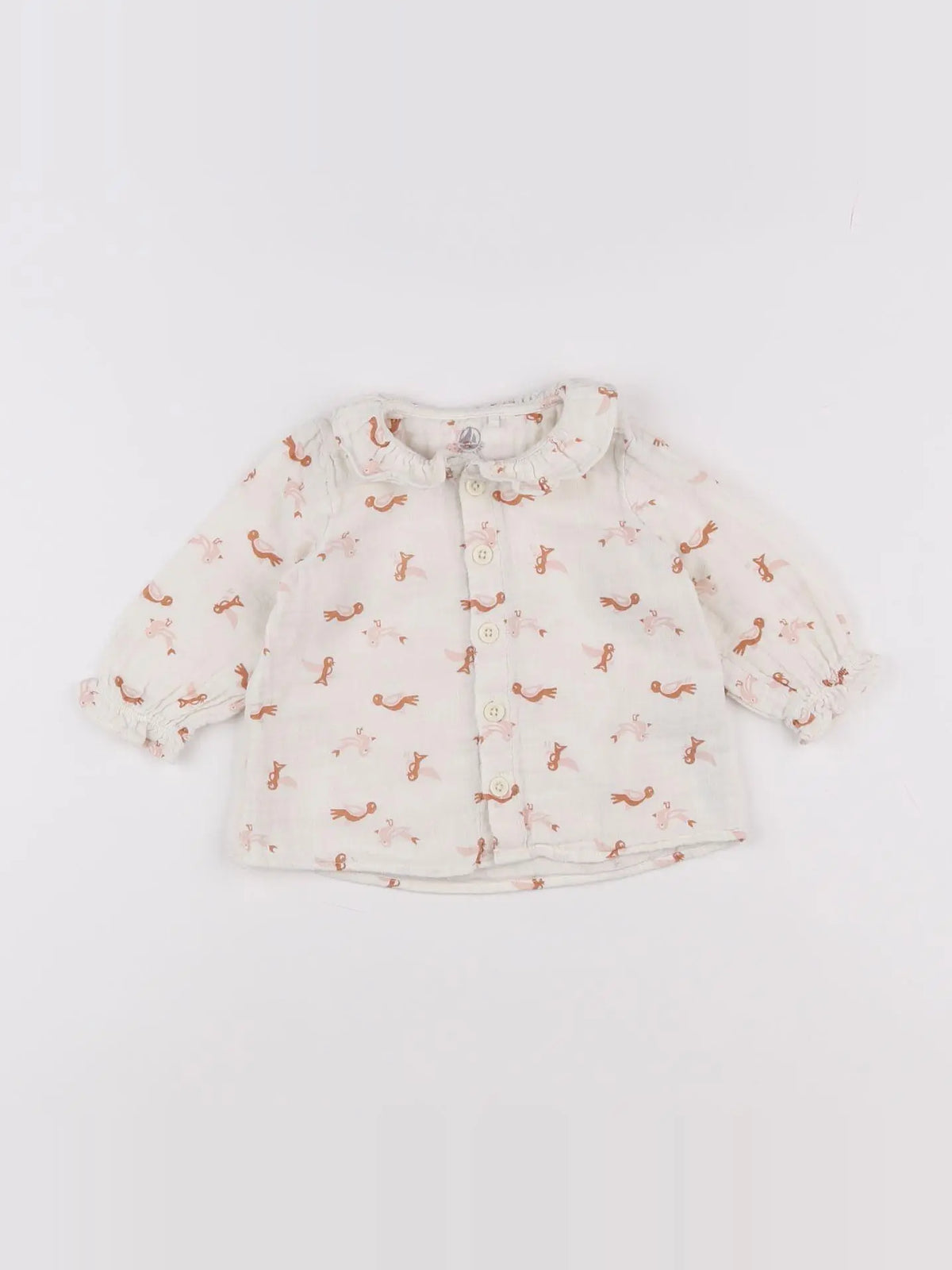 Petit Bateau - chemise blanc - 6 mois