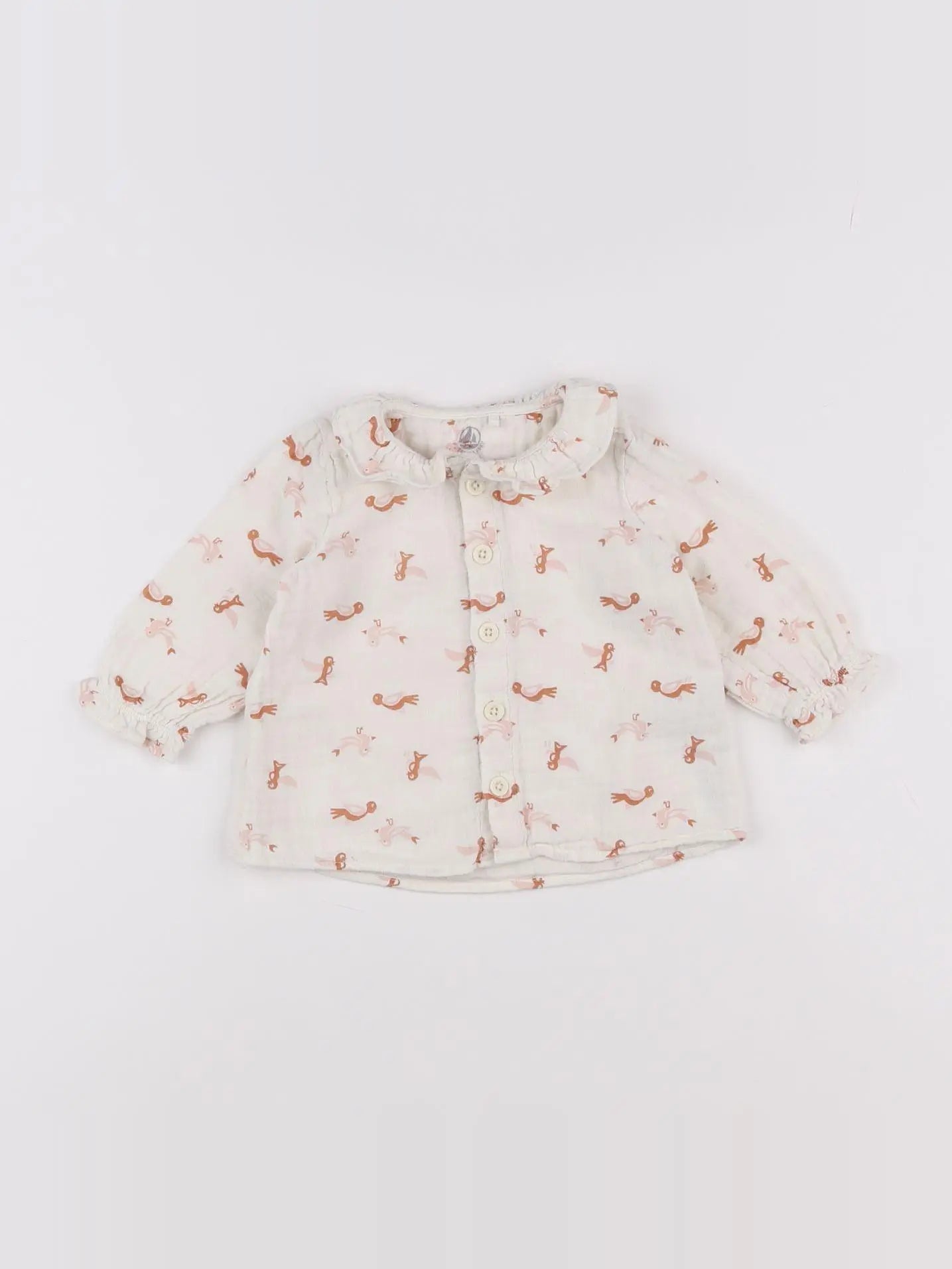 Petit Bateau - chemise blanc - 6 mois