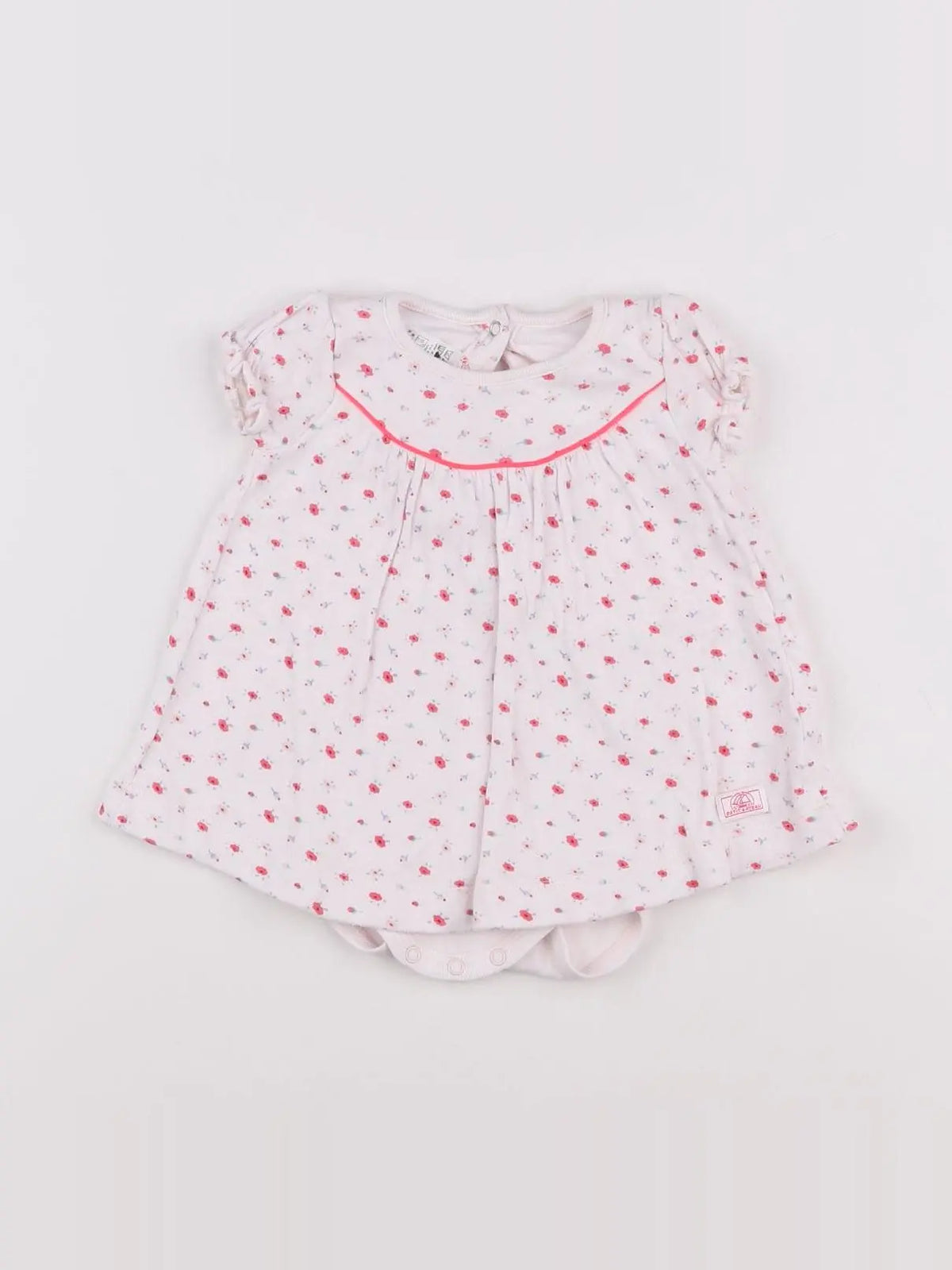 Petit Bateau - body robe blanc, rose - 3 mois