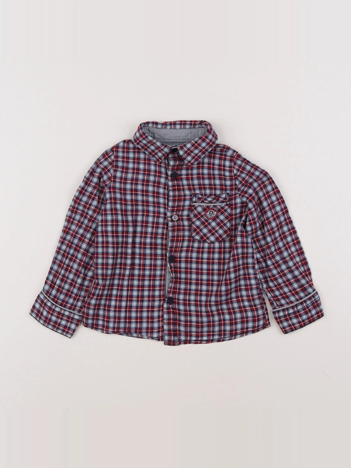 IKKS - chemise rouge, bleu - 18 mois