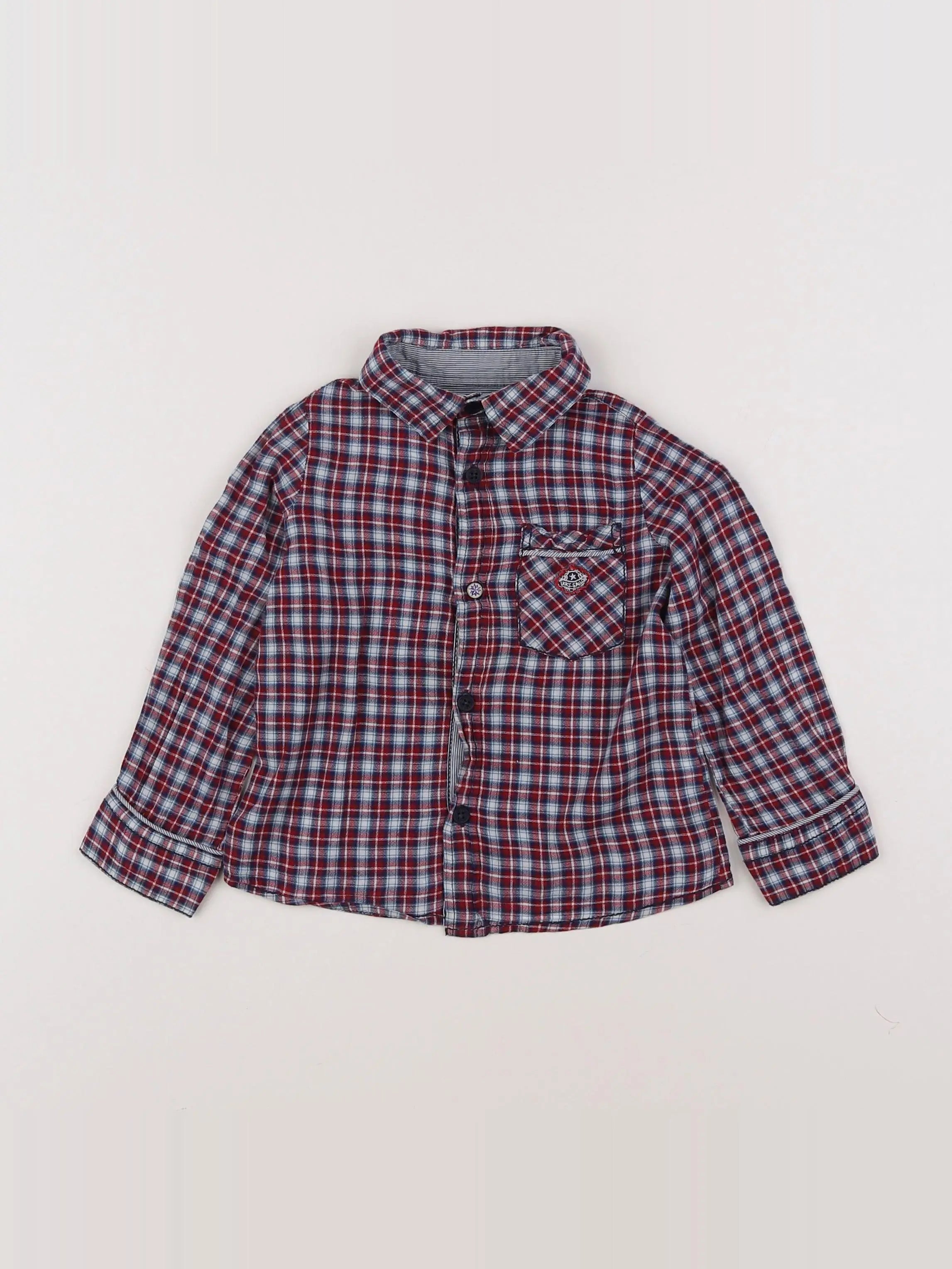 IKKS - chemise rouge, bleu - 18 mois