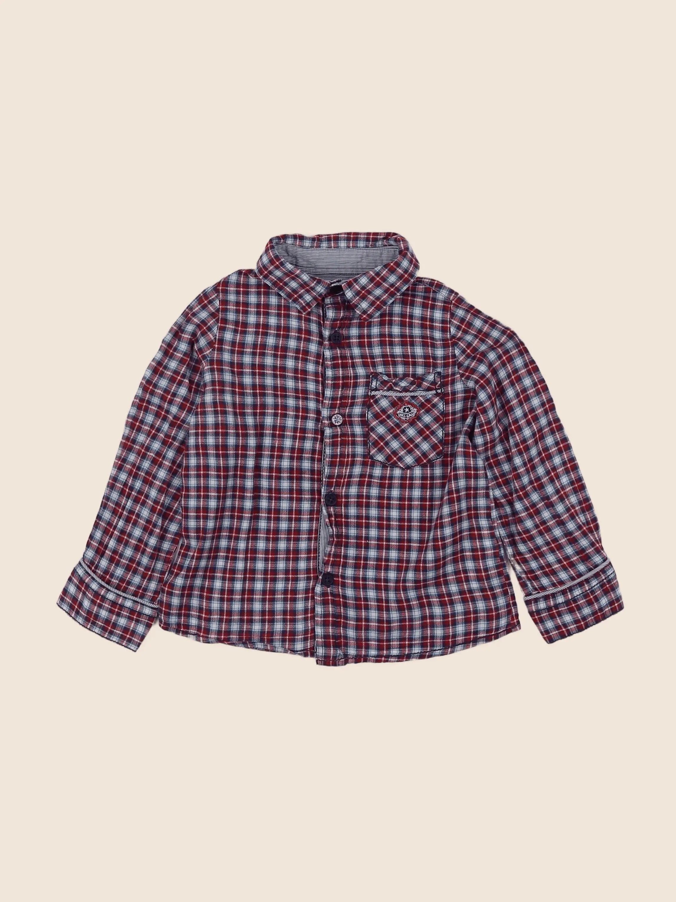 IKKS - chemise rouge, bleu - 18 mois