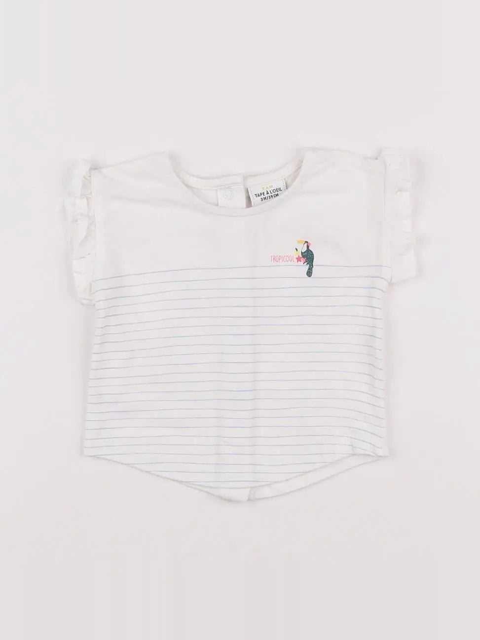 Tape à l'oeil - tee-shirt blanc, bleu - 3 mois