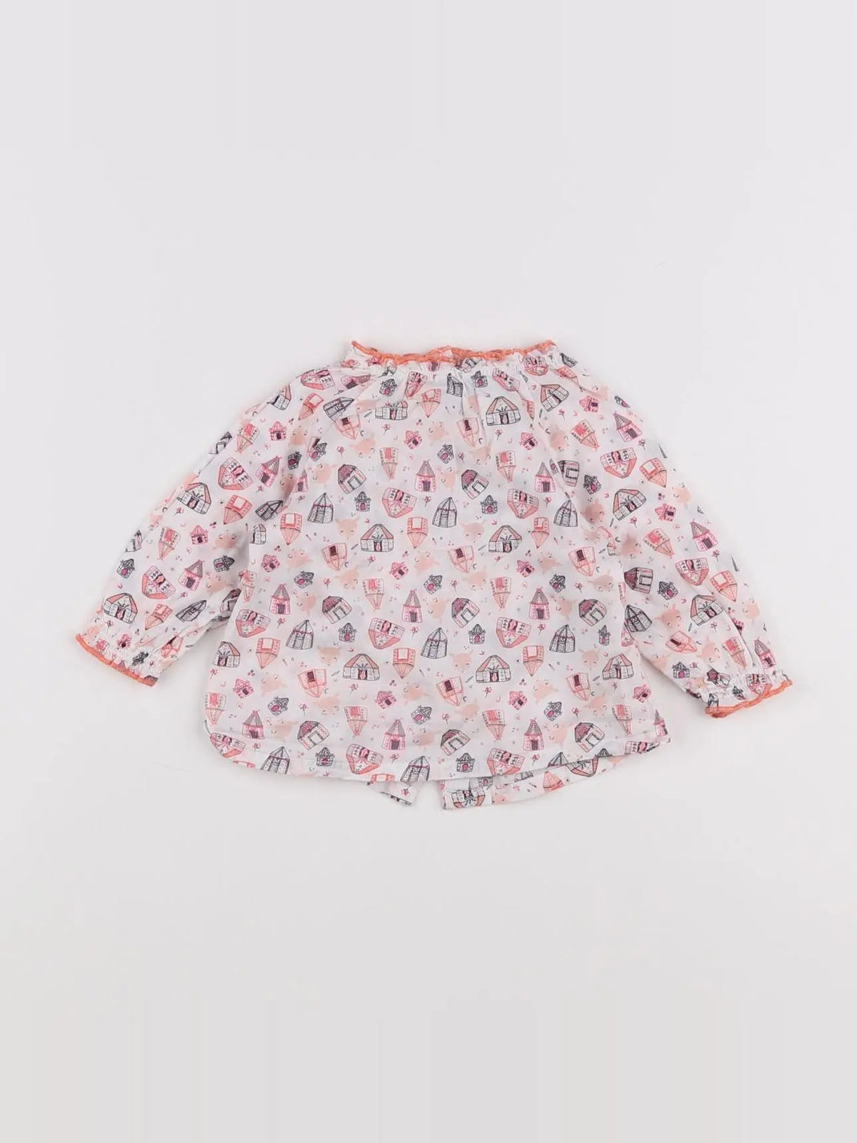 Vertbaudet - blouse blanc, rose - 3 mois