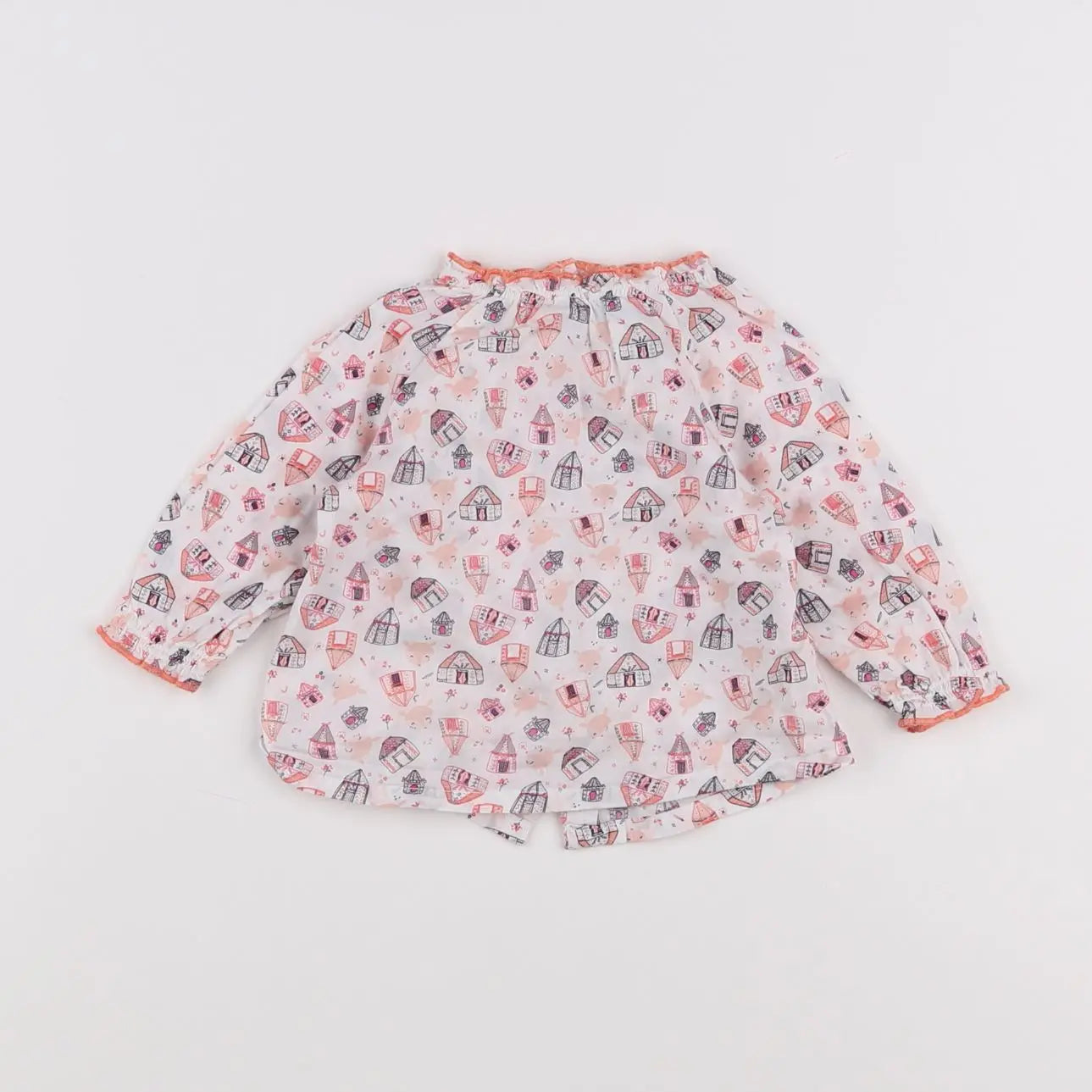 Vertbaudet - blouse blanc, rose - 3 mois