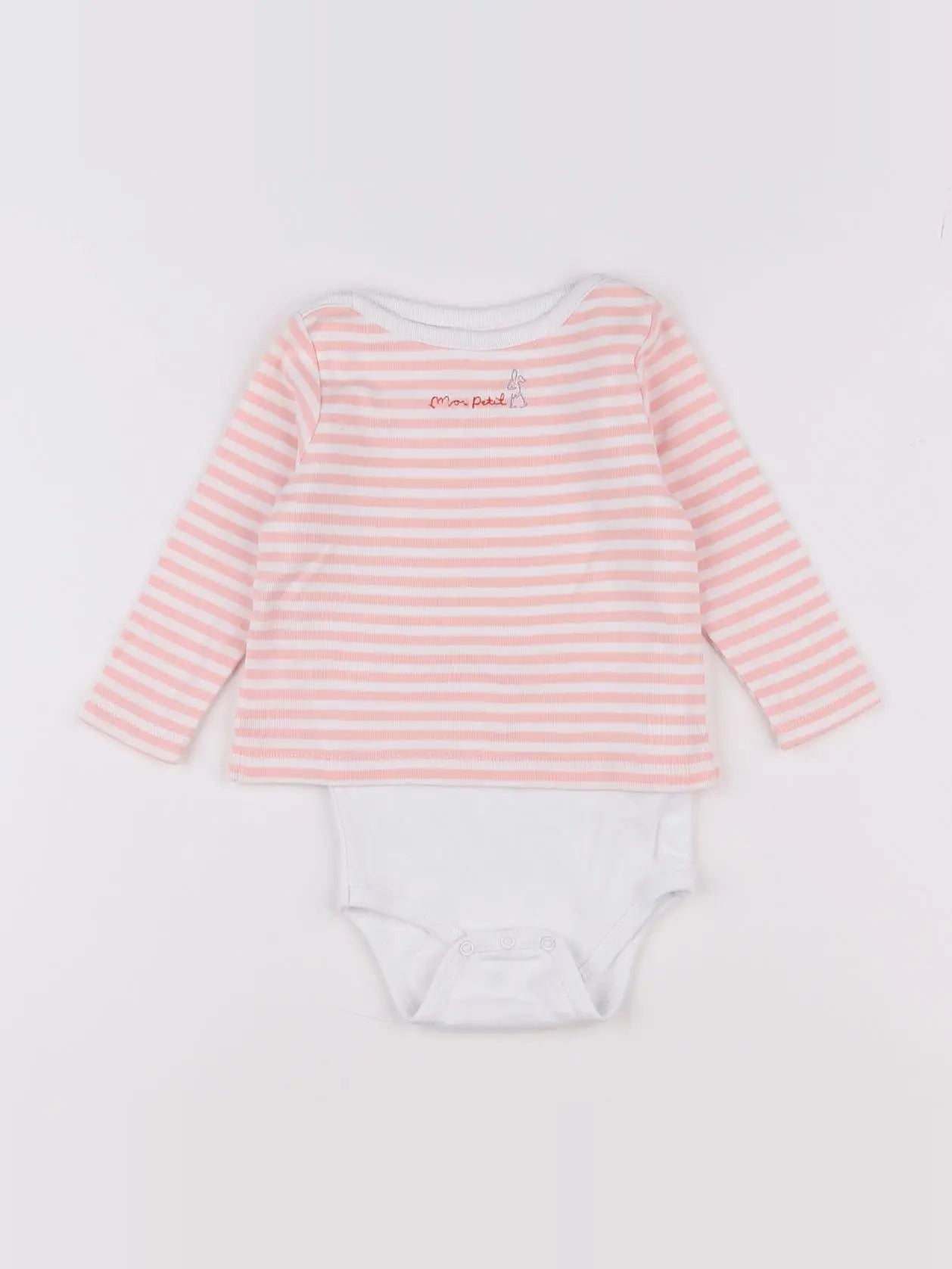 Cadet Rousselle - body tee-shirt blanc, rose - 6 mois