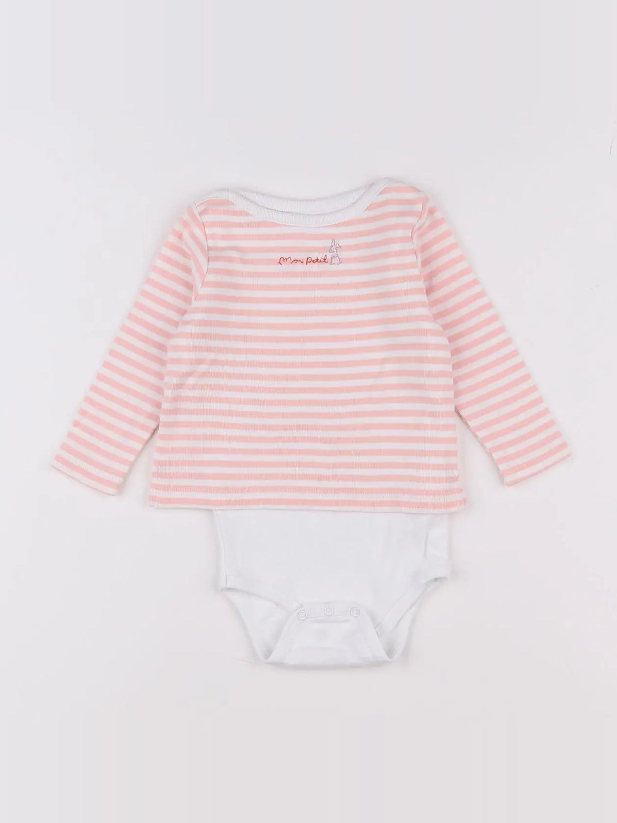 Cadet Rousselle - body tee-shirt blanc, rose - 6 mois