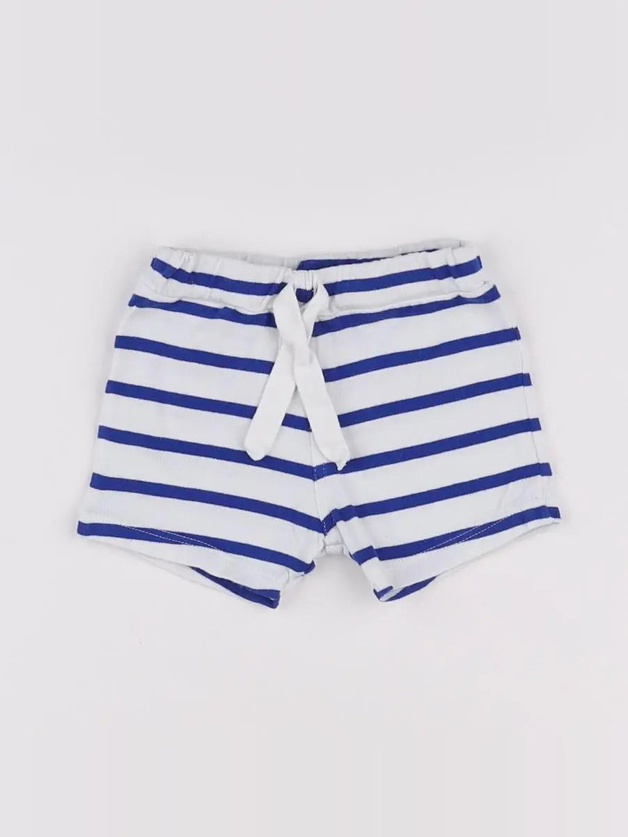 Petit Bateau - short blanc, bleu - 6 mois