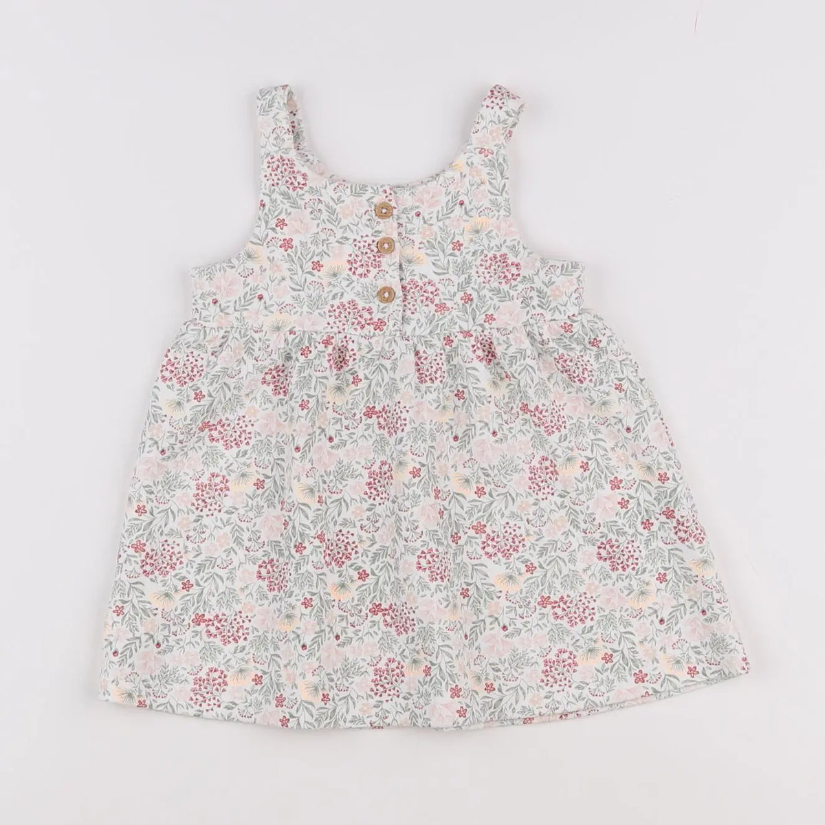 Vertbaudet - robe blanc, vert, multicolore - 9 mois