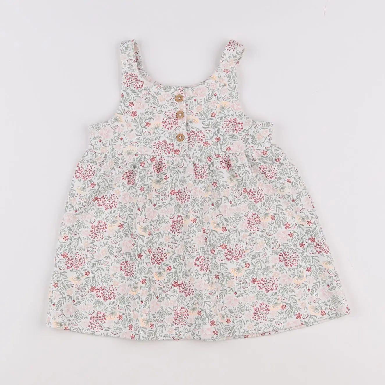 Vertbaudet - robe blanc, vert, multicolore - 9 mois