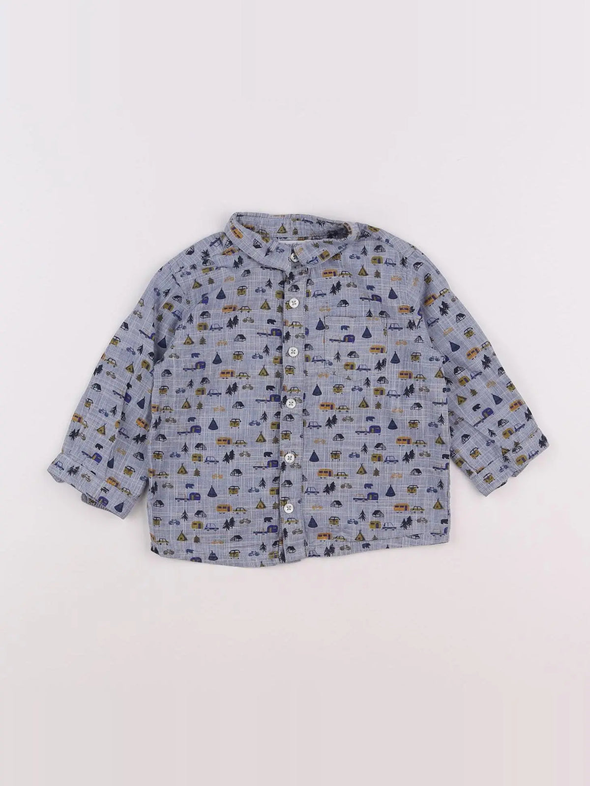 Boutchou - chemise bleu - 9 mois