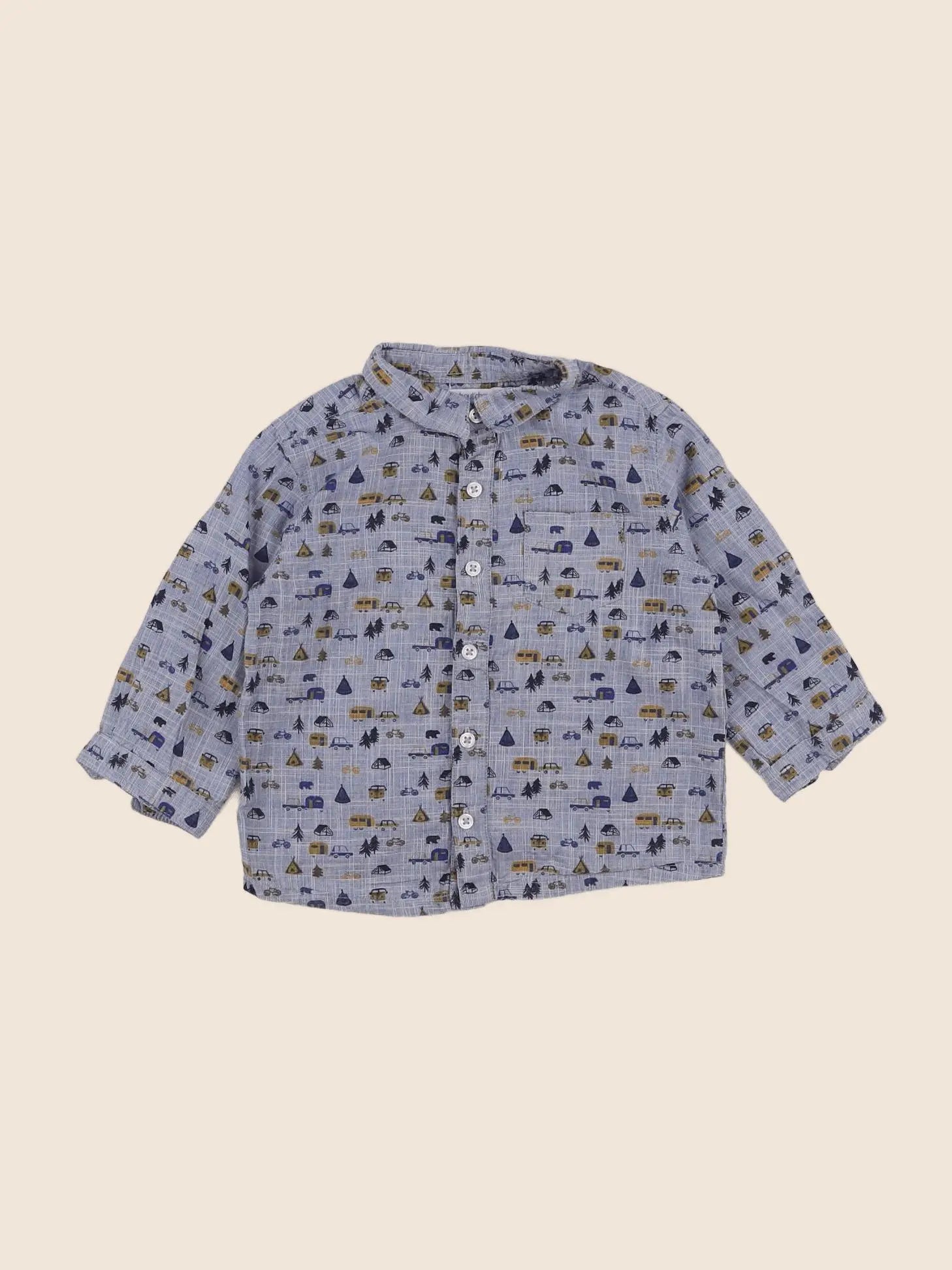 Boutchou - chemise bleu - 9 mois