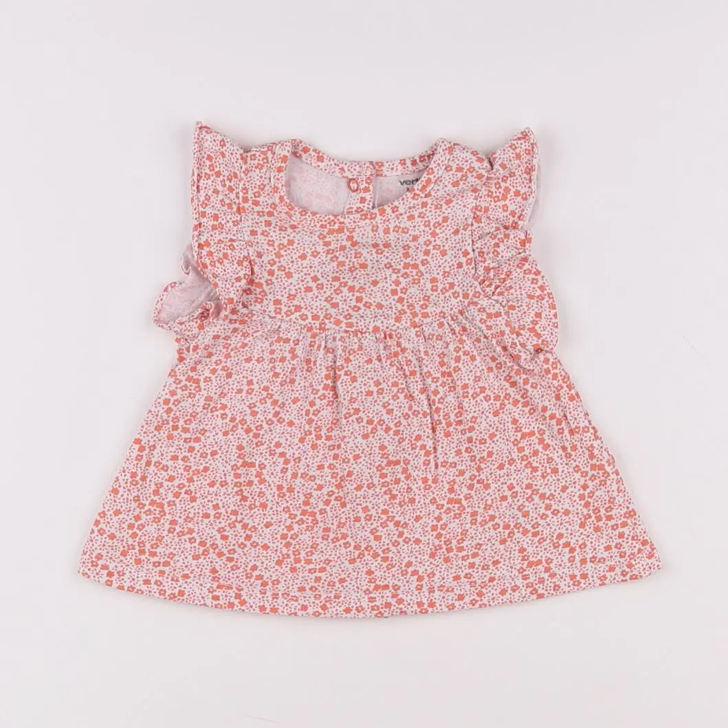 Vertbaudet - robe blanc, orange - 3 mois