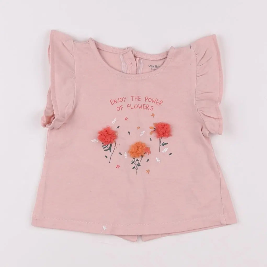Vertbaudet - tee-shirt rose - 6 mois