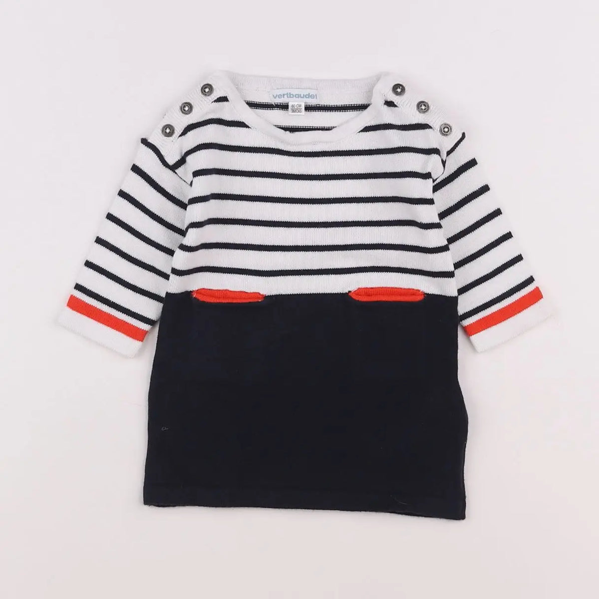 Vertbaudet - robe blanc, bleu - 3 mois