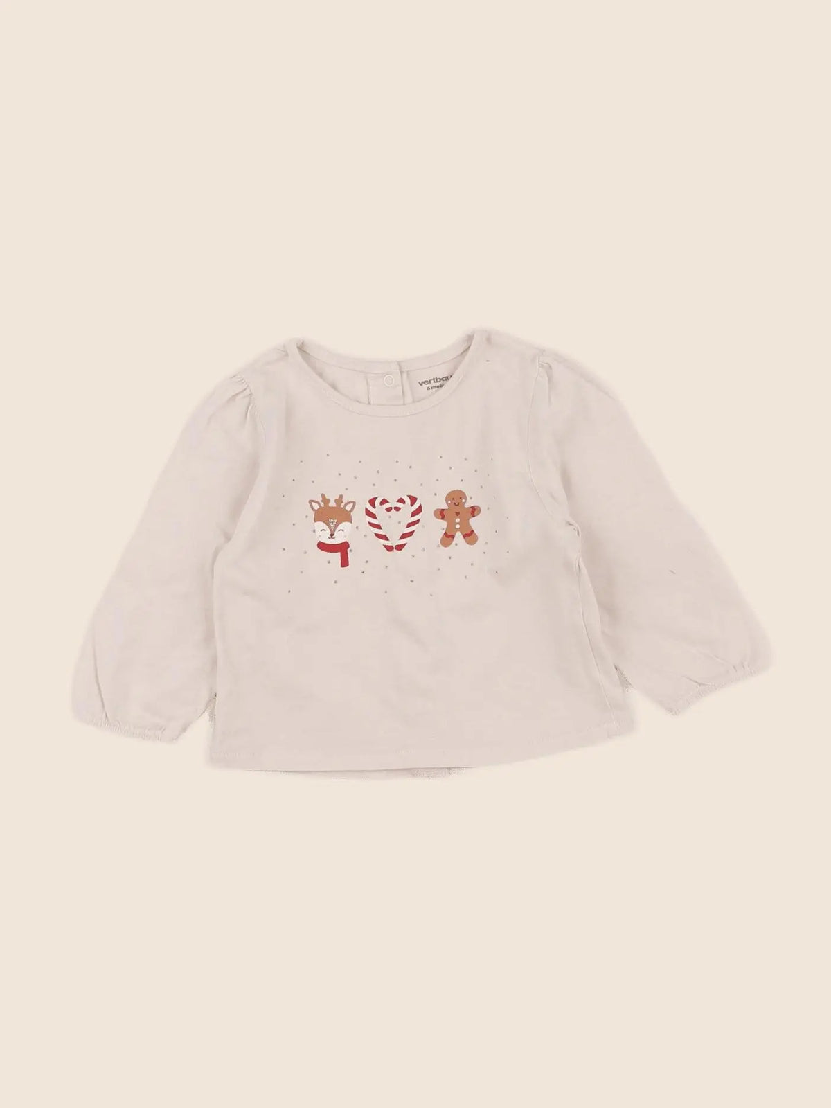 Vertbaudet - tee-shirt beige - 6 mois