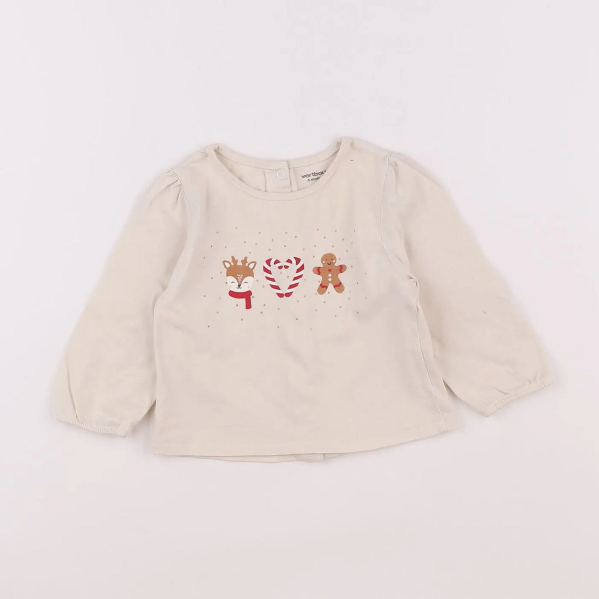 Vertbaudet - tee-shirt beige - 6 mois