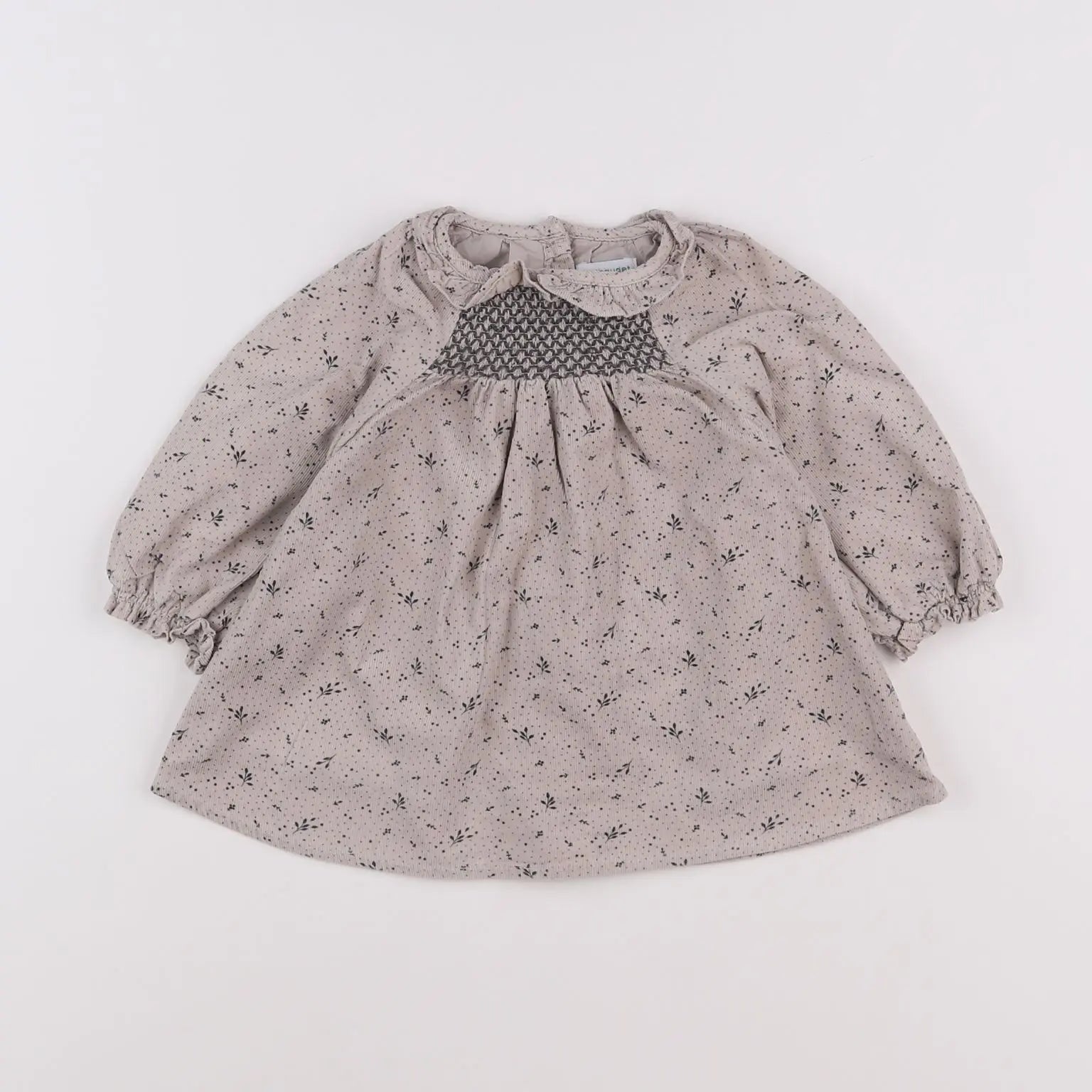 Vertbaudet - robe beige, noir - 9 mois