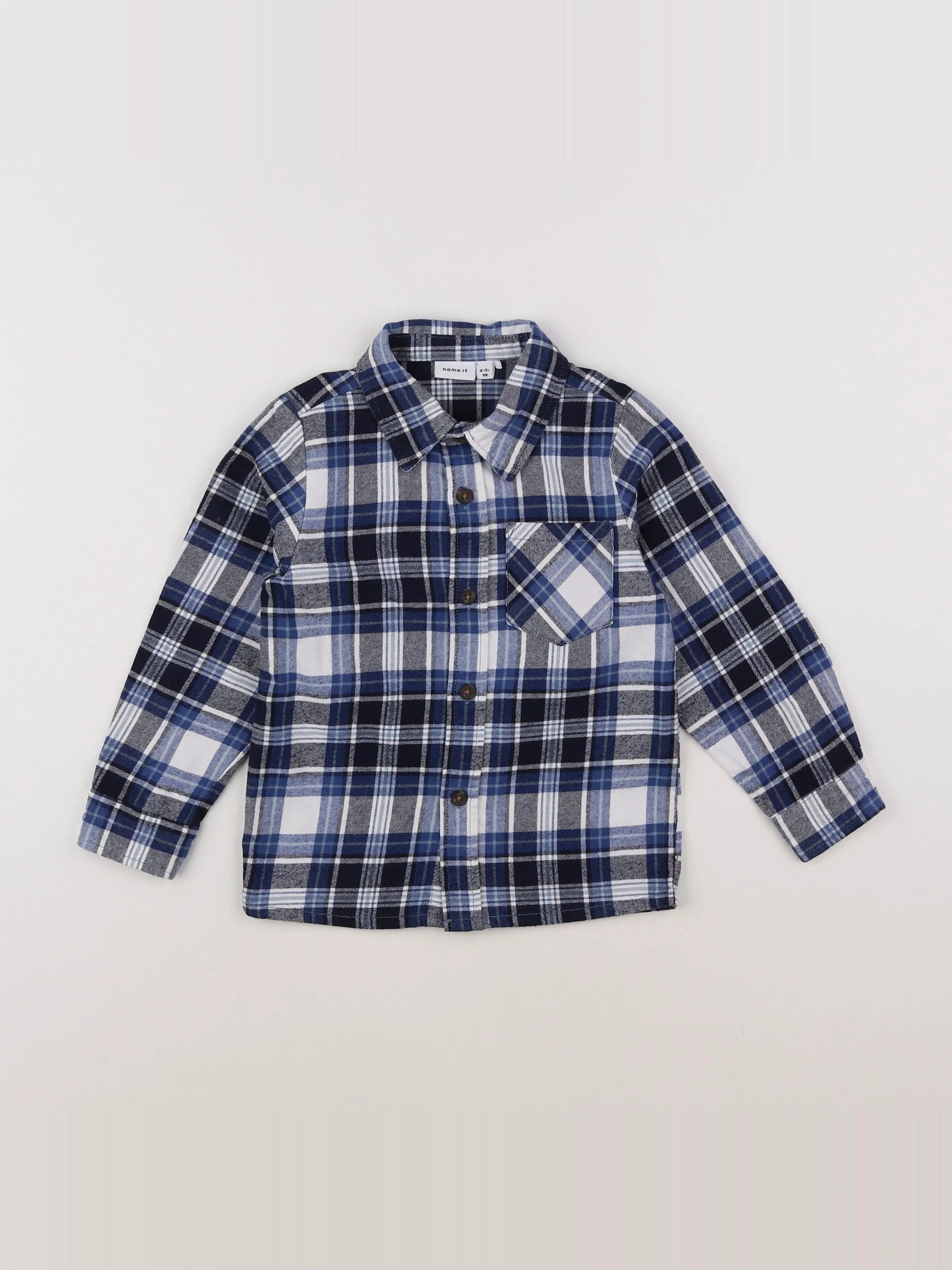 Name it - chemise blanc, bleu - 2/3 ans