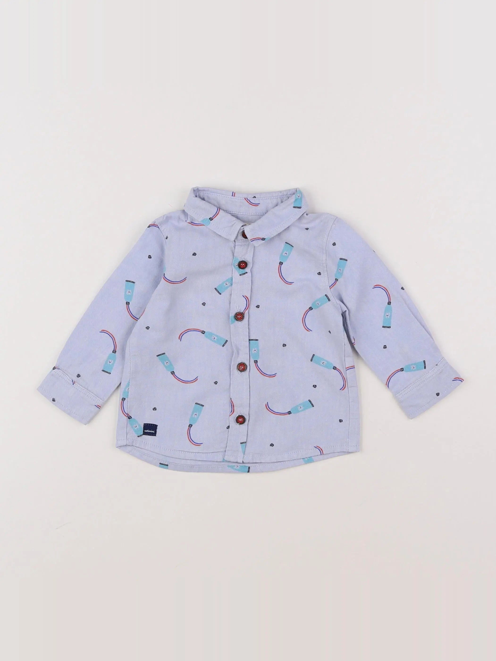 Catimini - chemise bleu - 6 mois