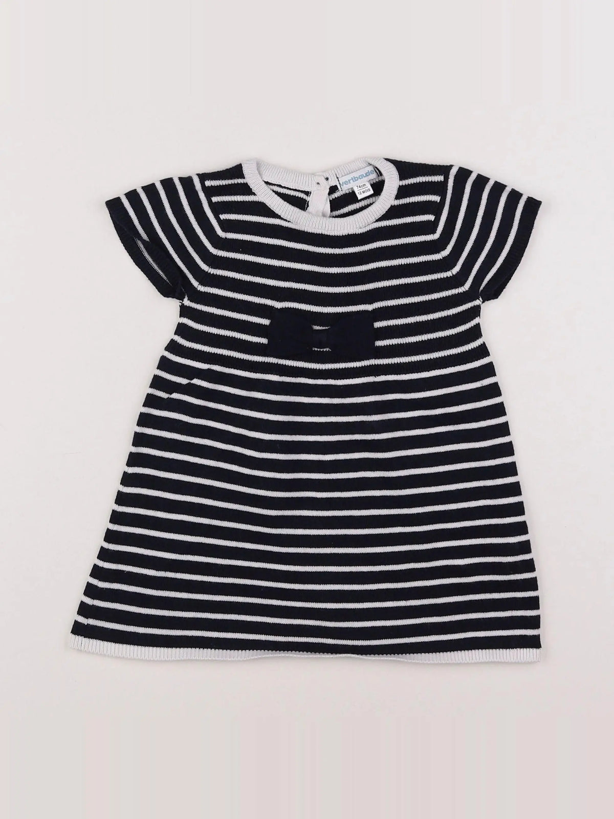 Vertbaudet - robe bleu, blanc - 12 mois