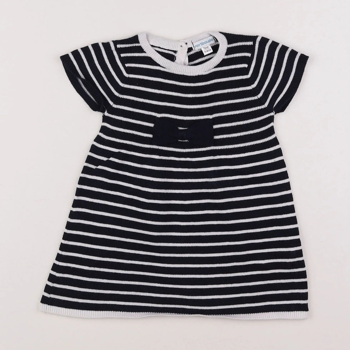 Vertbaudet - robe bleu, blanc - 12 mois