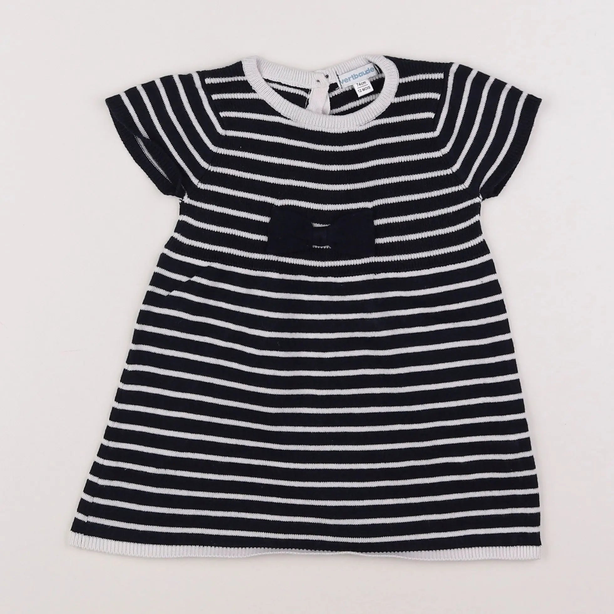 Vertbaudet - robe bleu, blanc - 12 mois