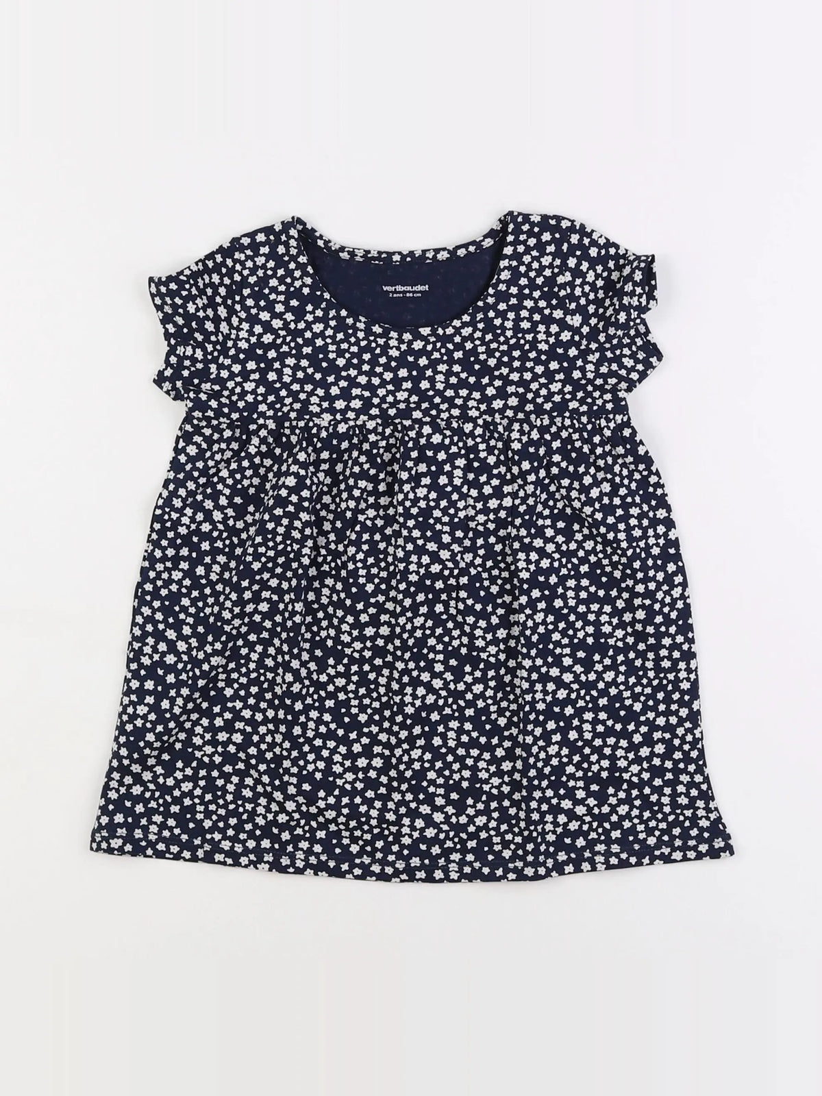 Vertbaudet - robe bleu, blanc - 2 ans