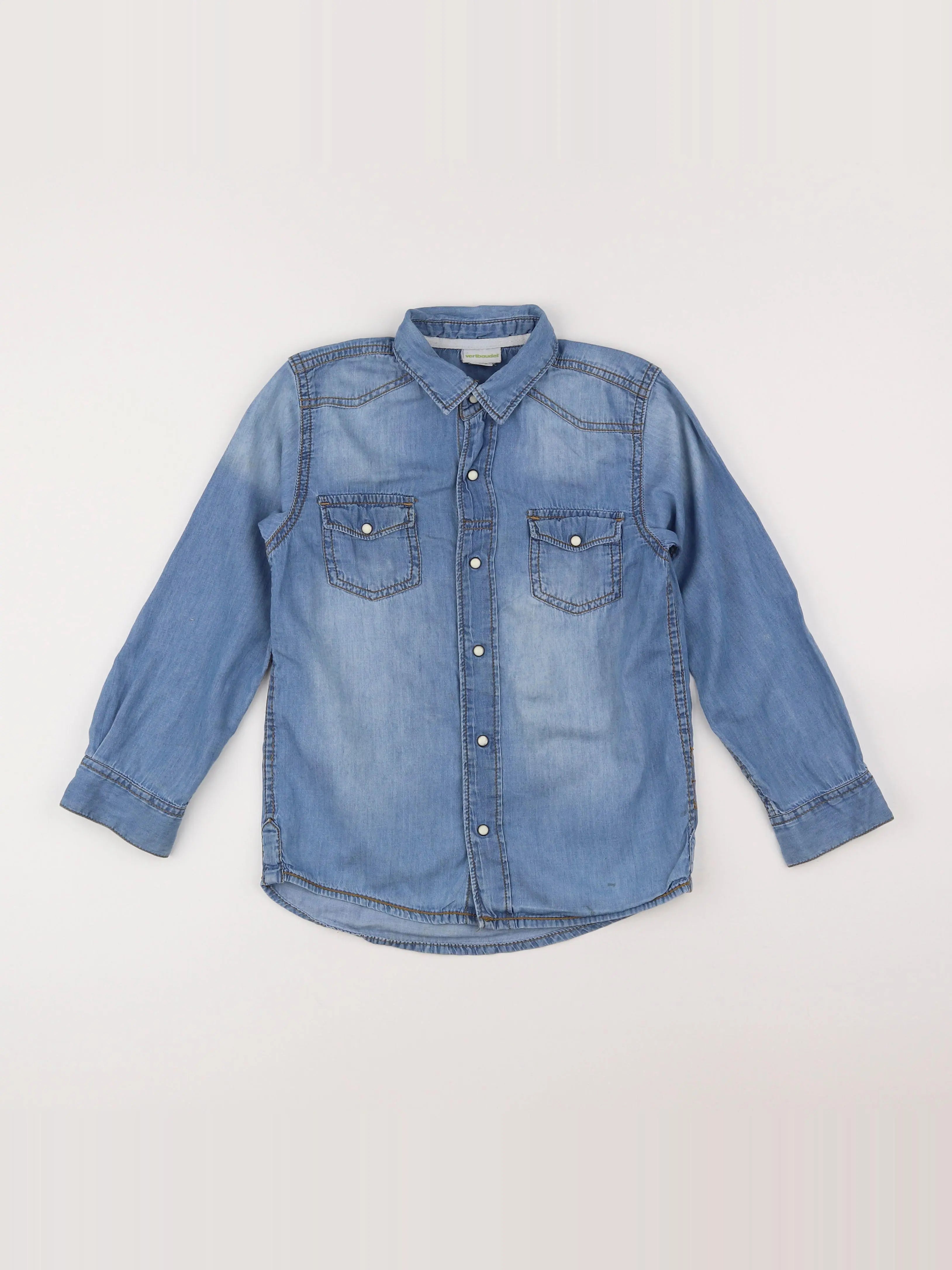 Vertbaudet - chemise imprimé au dos bleu - 8 ans