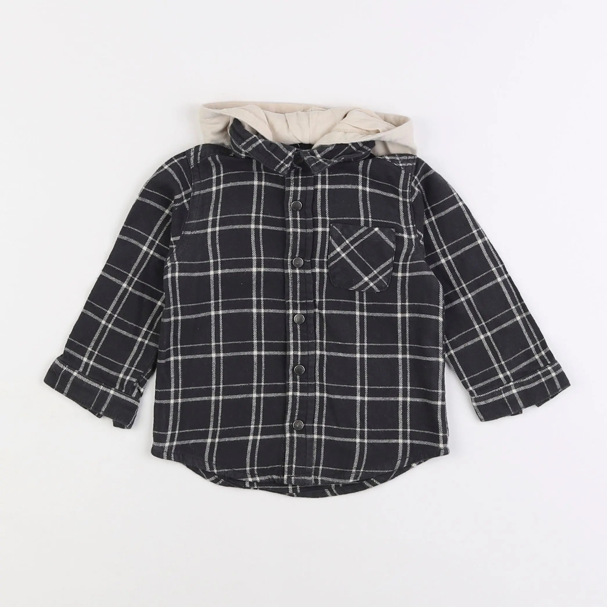 Vertbaudet - chemise gris, blanc - 18 mois
