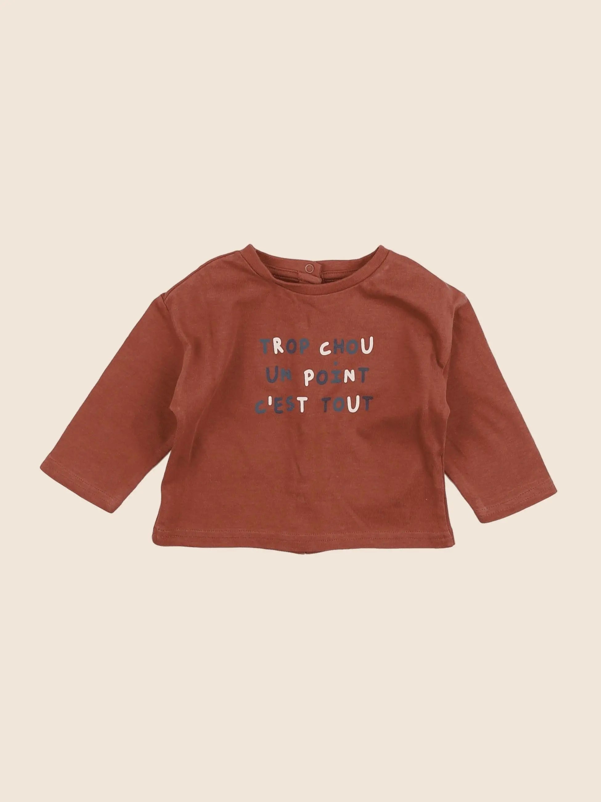 Vertbaudet - tee-shirt marron - 6 mois